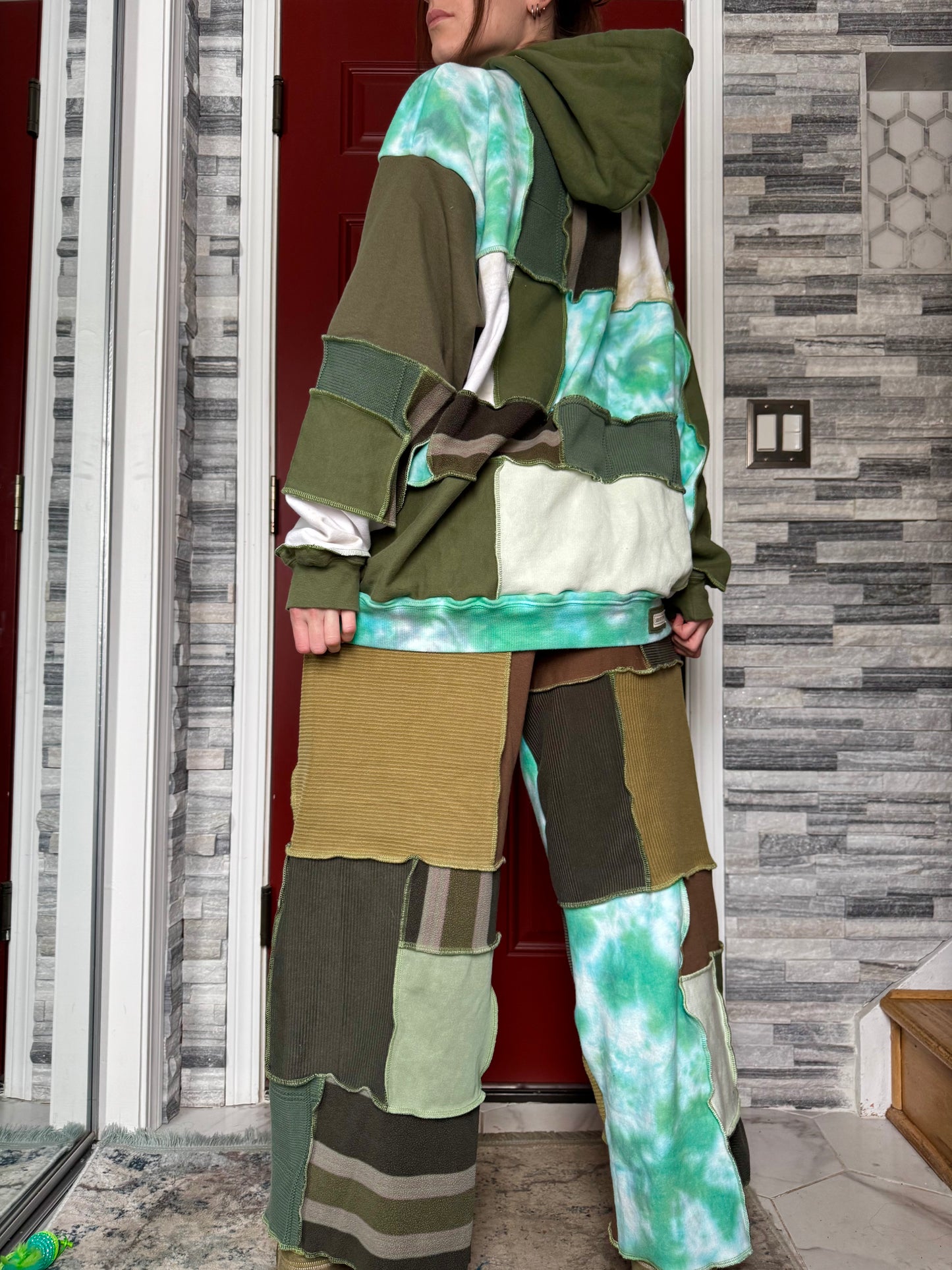 EARTHY UPCYCLED PATCHWORK HOODIE