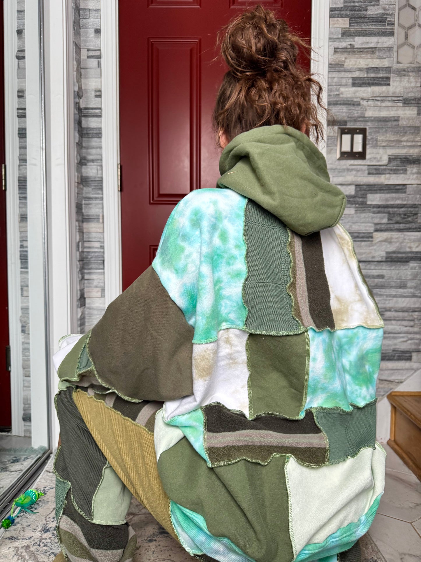EARTHY UPCYCLED PATCHWORK HOODIE