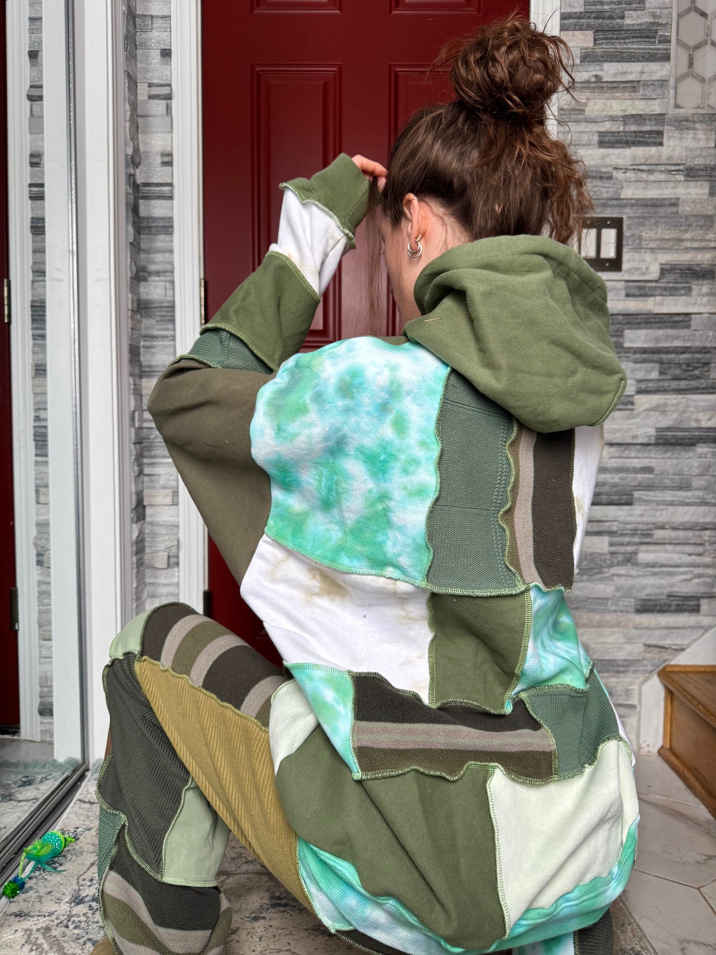 EARTHY UPCYCLED PATCHWORK HOODIE