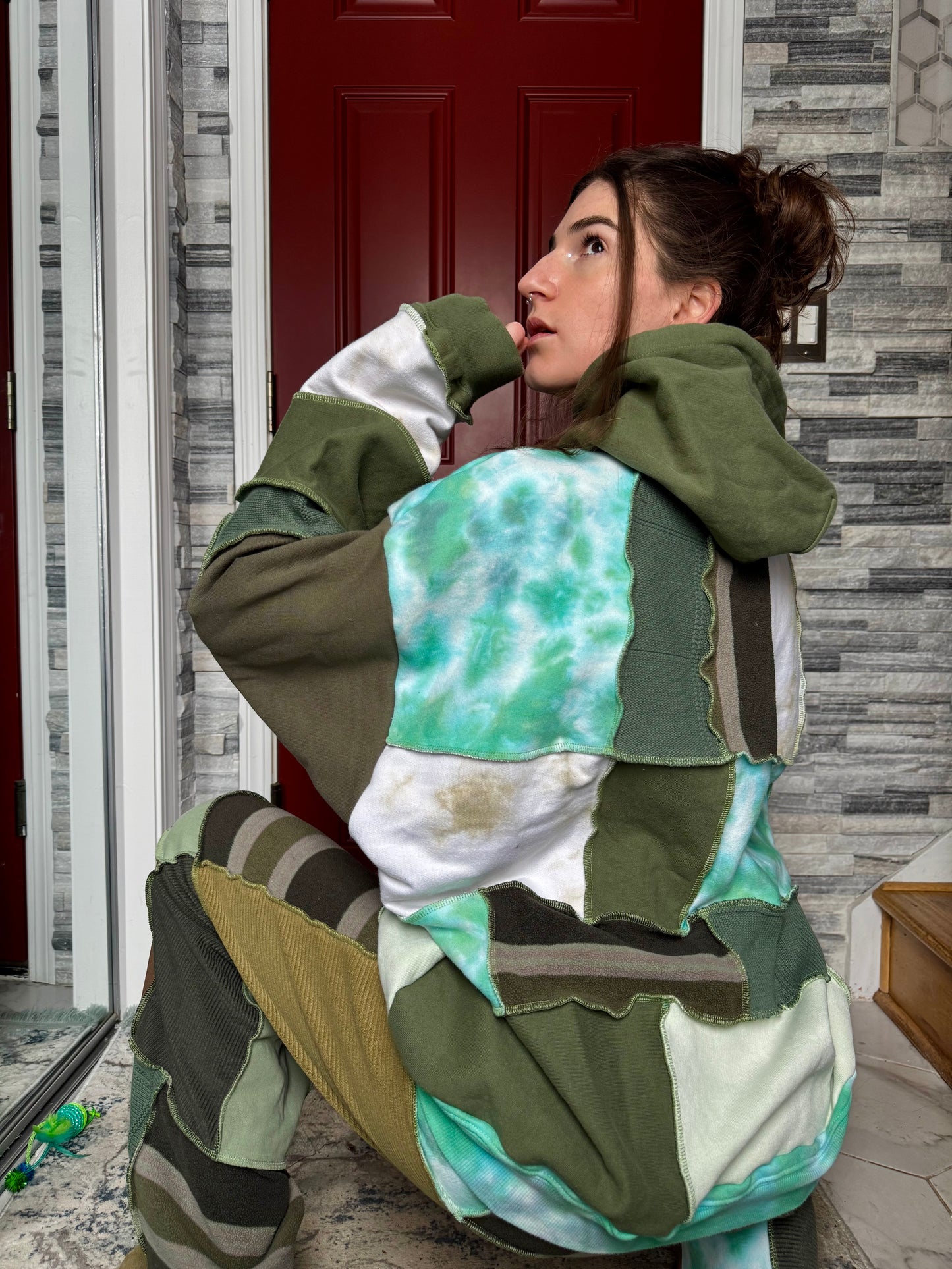 EARTHY UPCYCLED PATCHWORK HOODIE