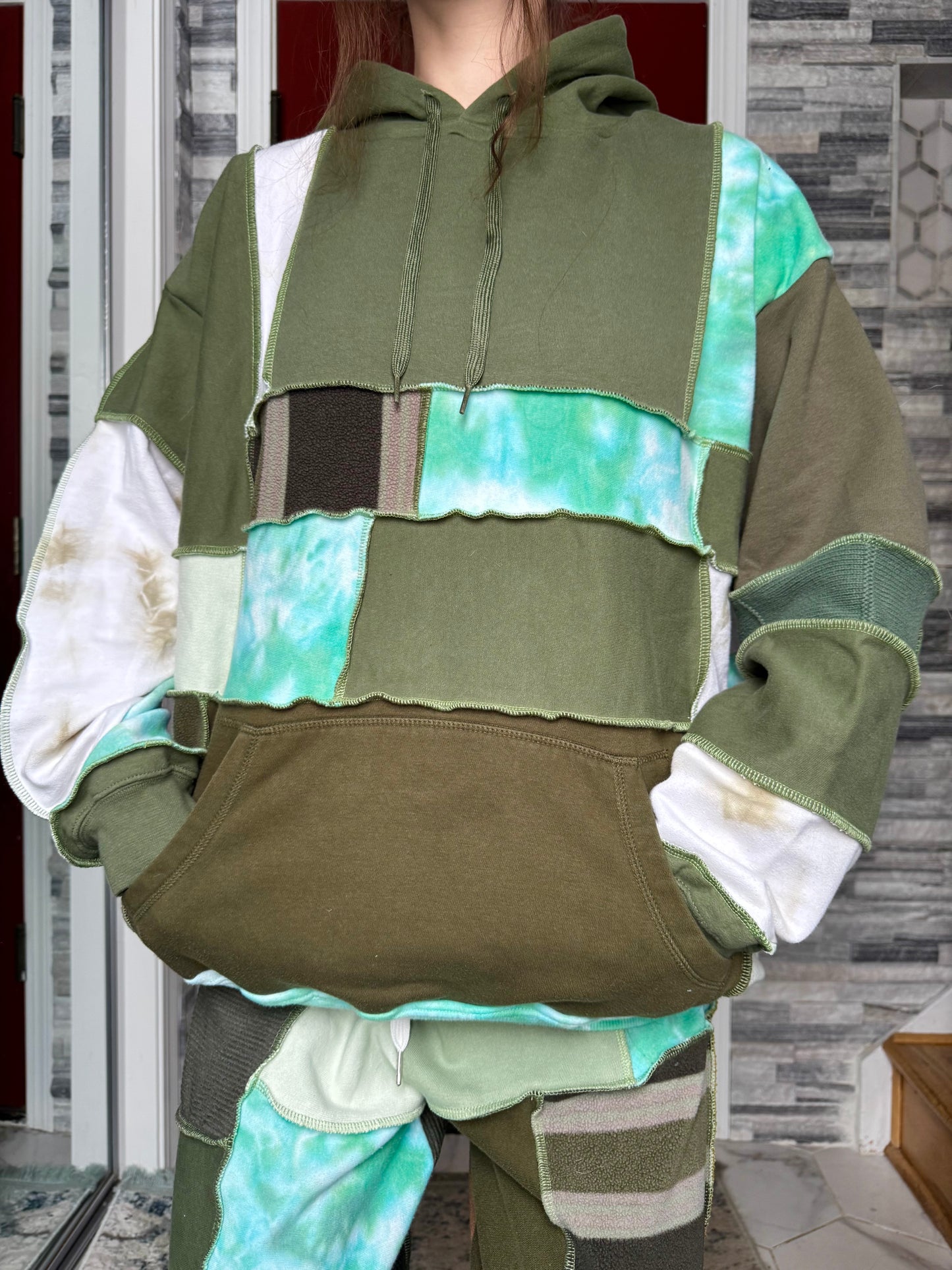 EARTHY UPCYCLED PATCHWORK HOODIE