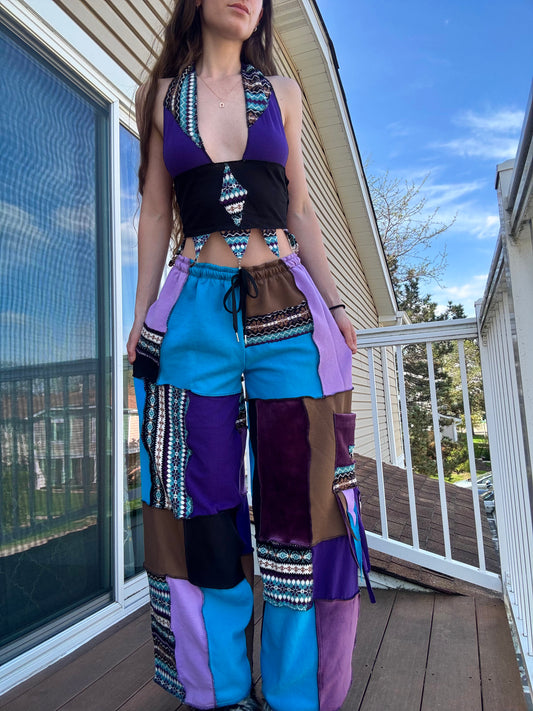 PURPLE DREAM - 2 PIECE UPCYCLED PATCHWORK SET
