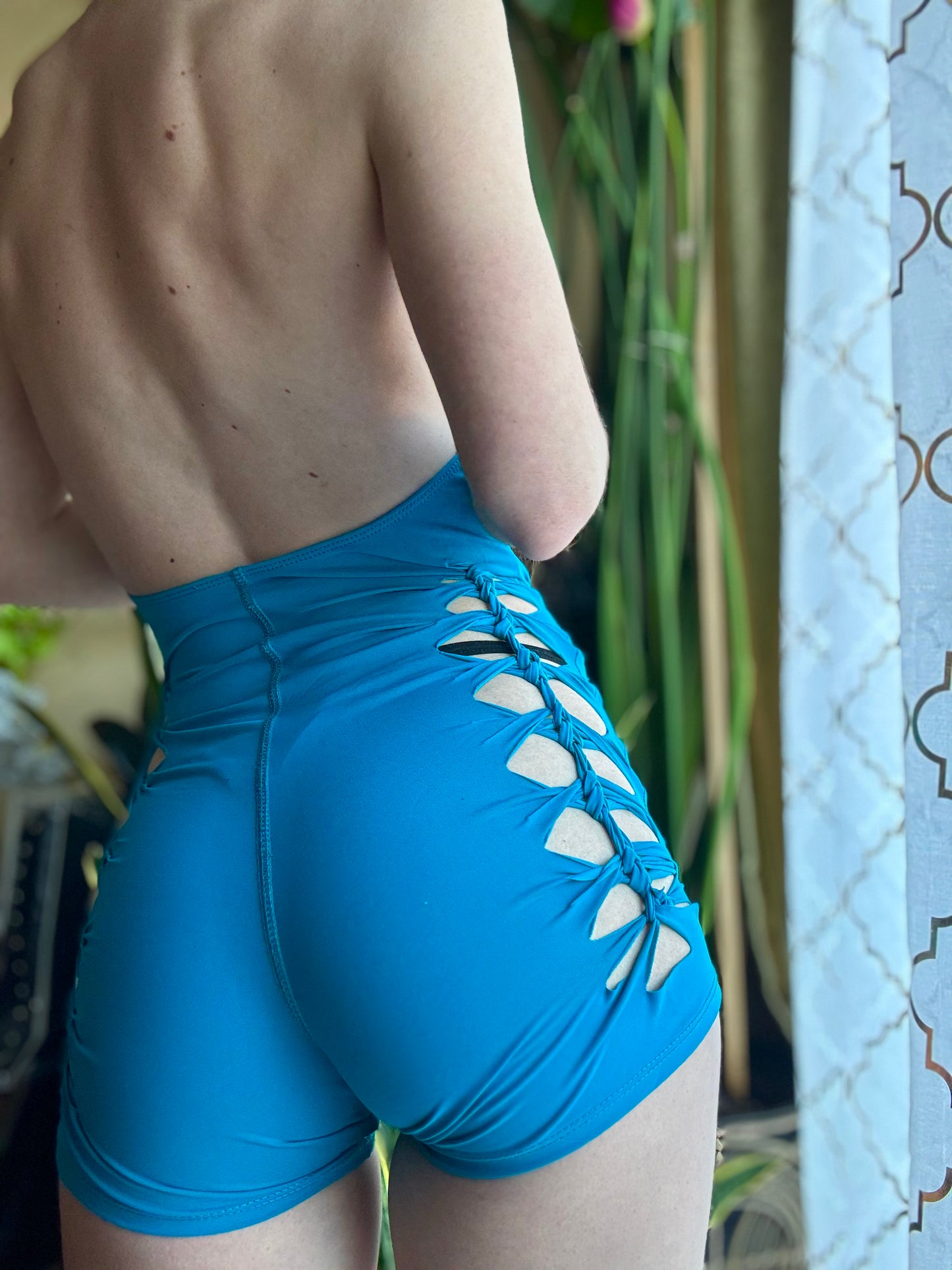 BLUE MOCK NECK ROMPER