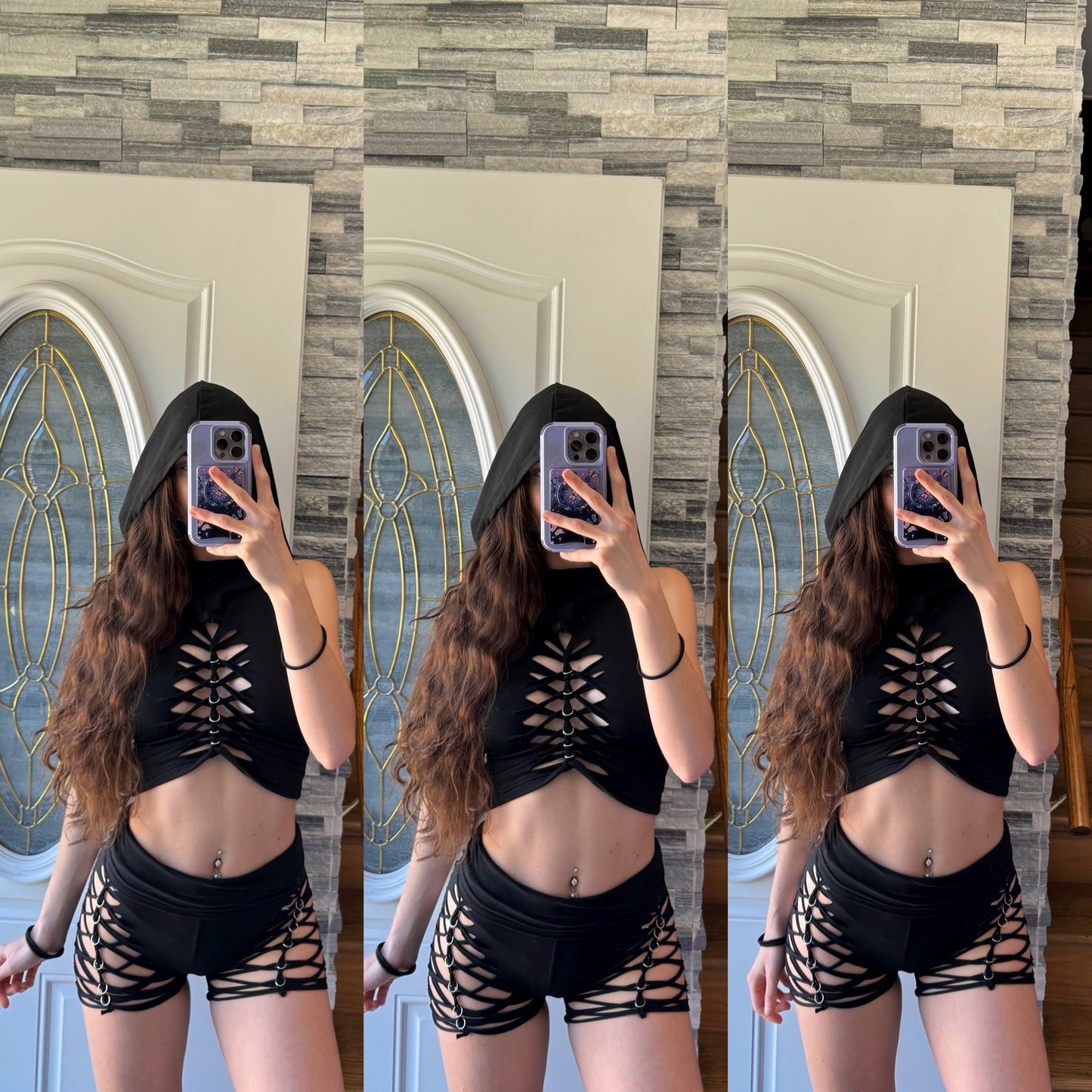CHEEKY BLACK BRAIDED SHORTS
