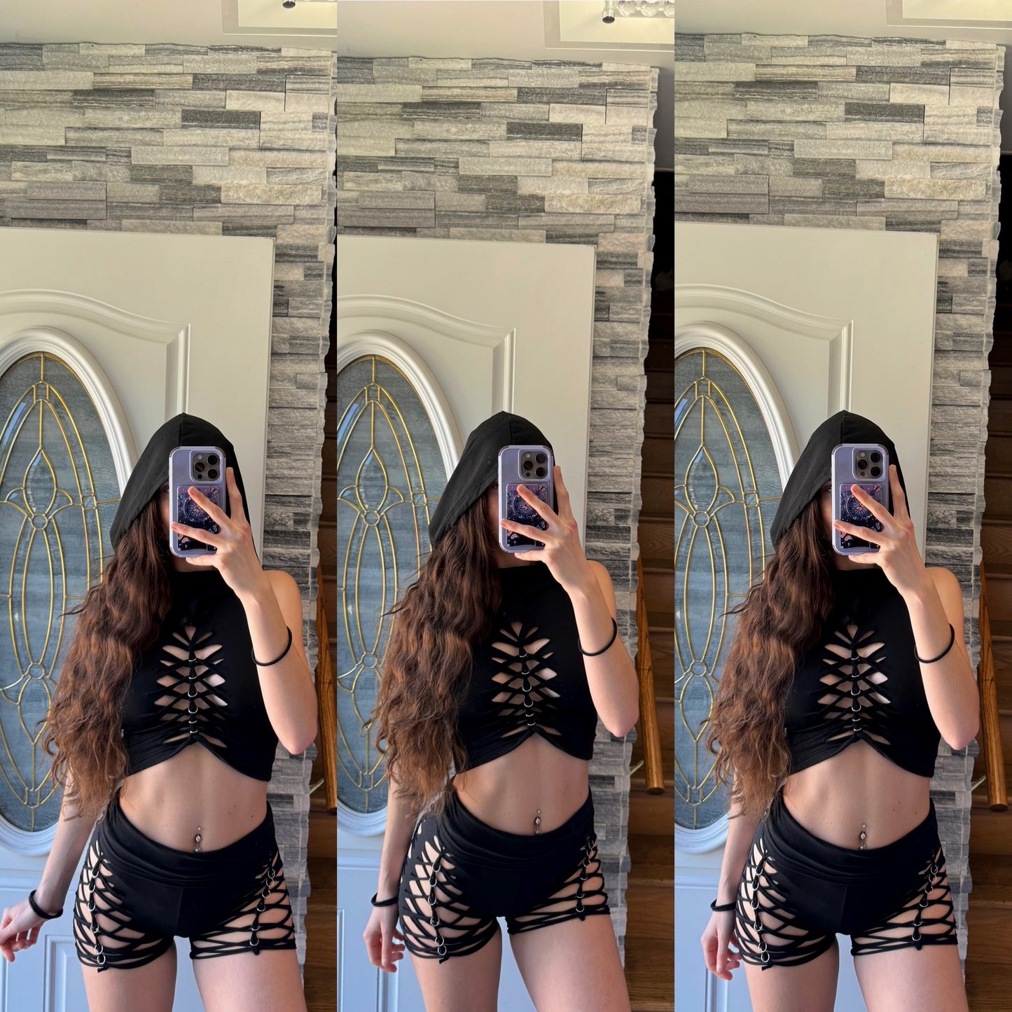 CHEEKY BLACK BRAIDED SHORTS
