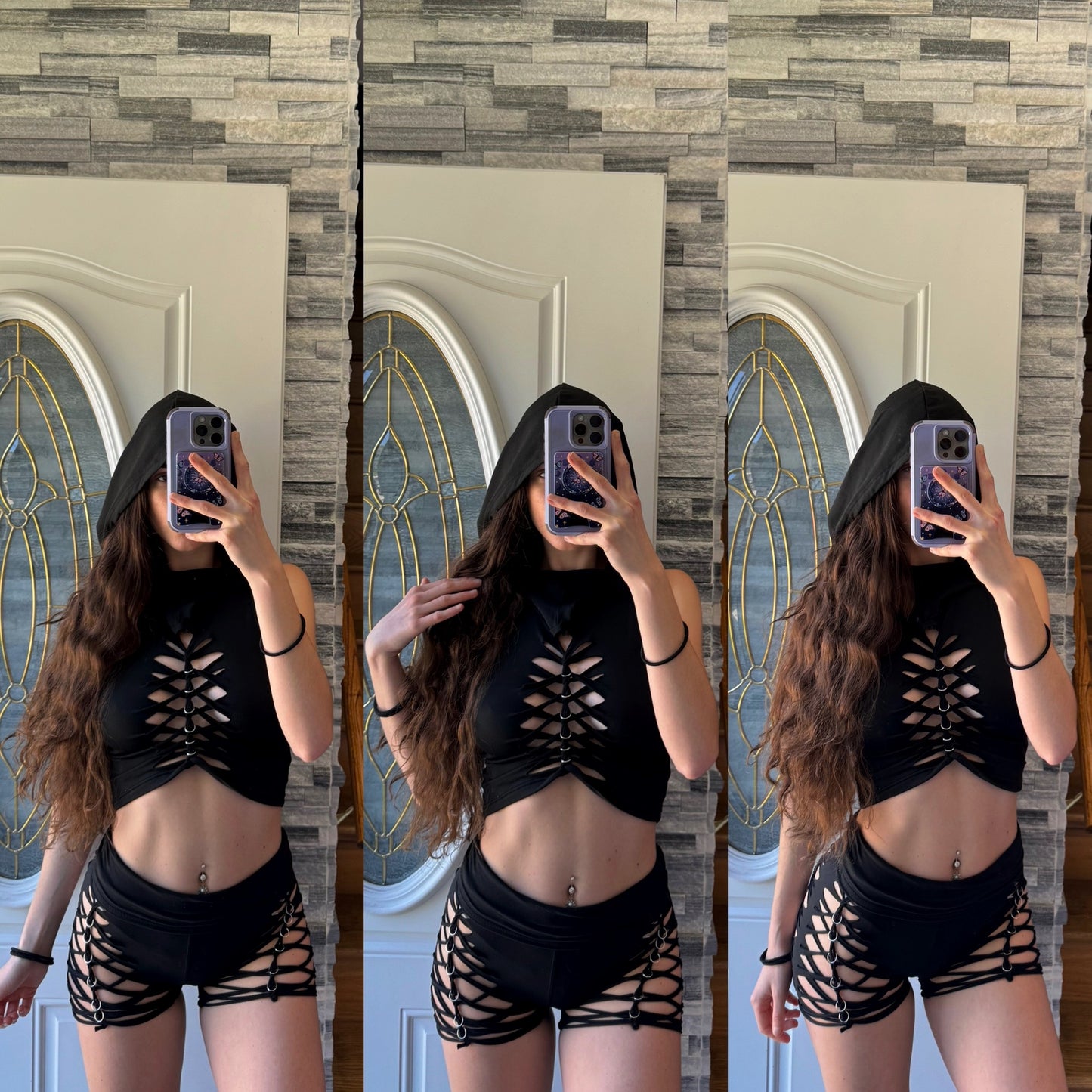 CHEEKY BLACK BRAIDED SHORTS