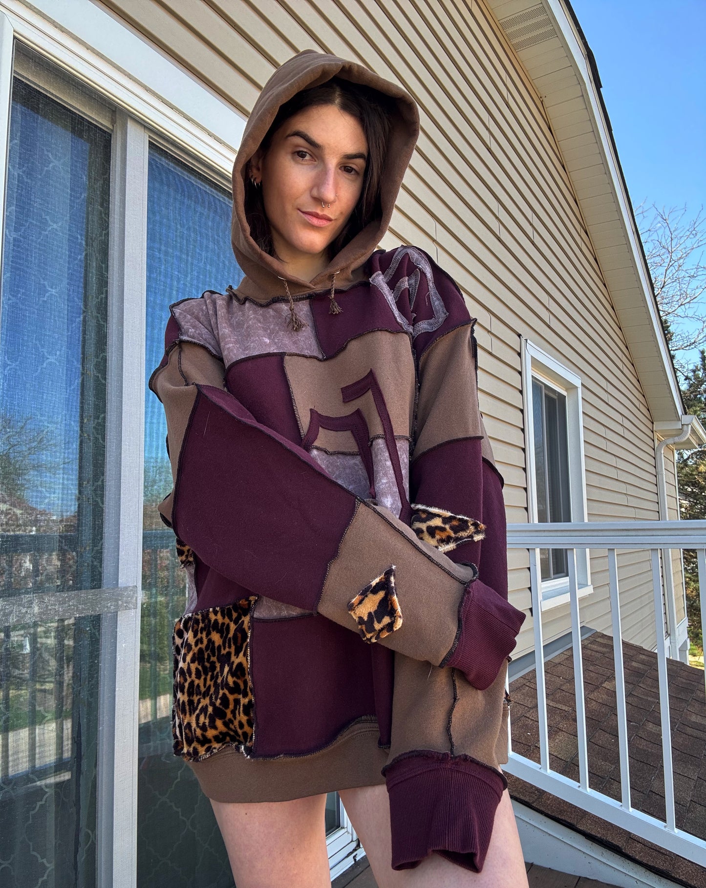 UPCYCLED SWIRL PATCHWORK HOODIE