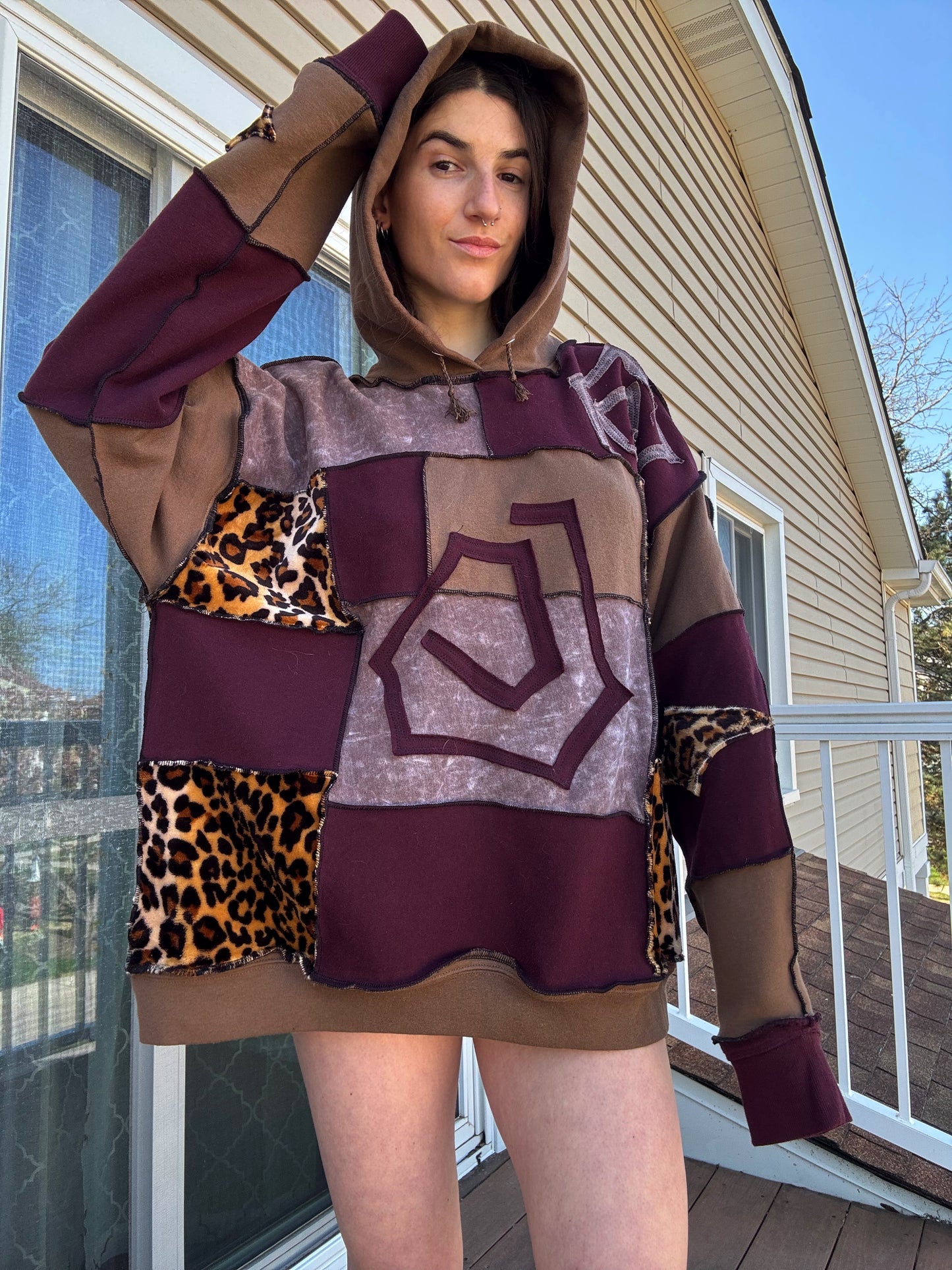 UPCYCLED SWIRL PATCHWORK HOODIE