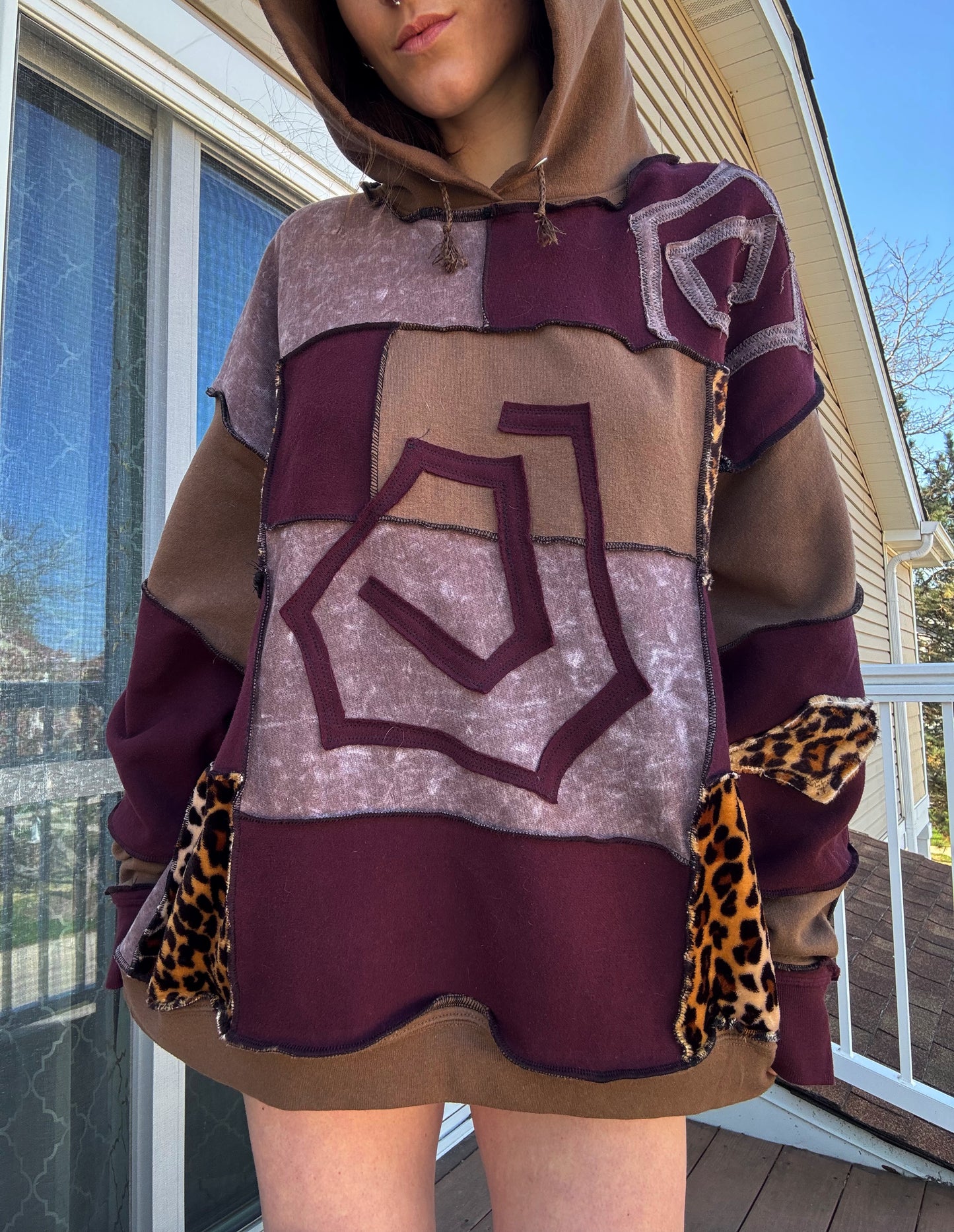 UPCYCLED SWIRL PATCHWORK HOODIE