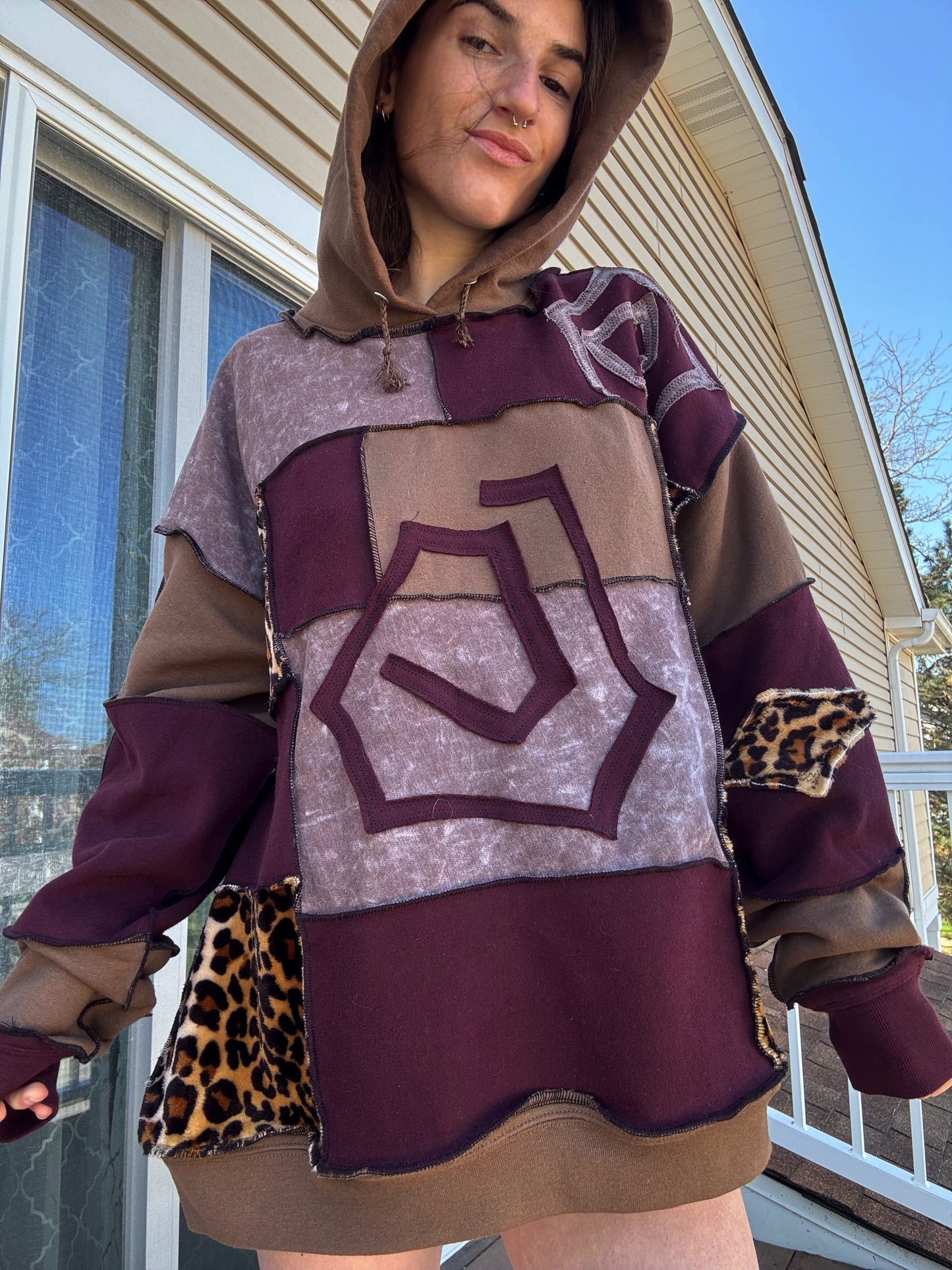 UPCYCLED SWIRL PATCHWORK HOODIE