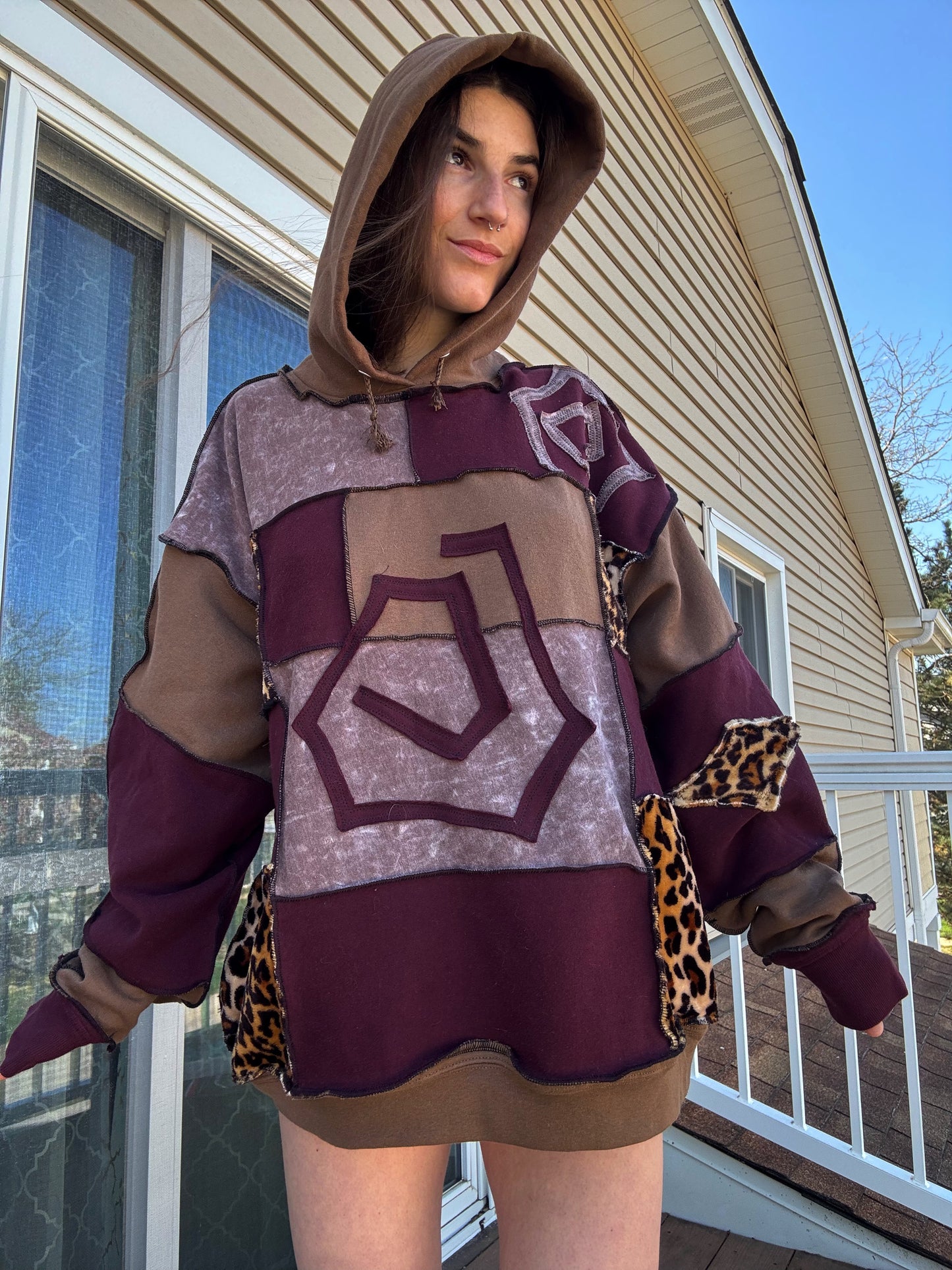UPCYCLED SWIRL PATCHWORK HOODIE