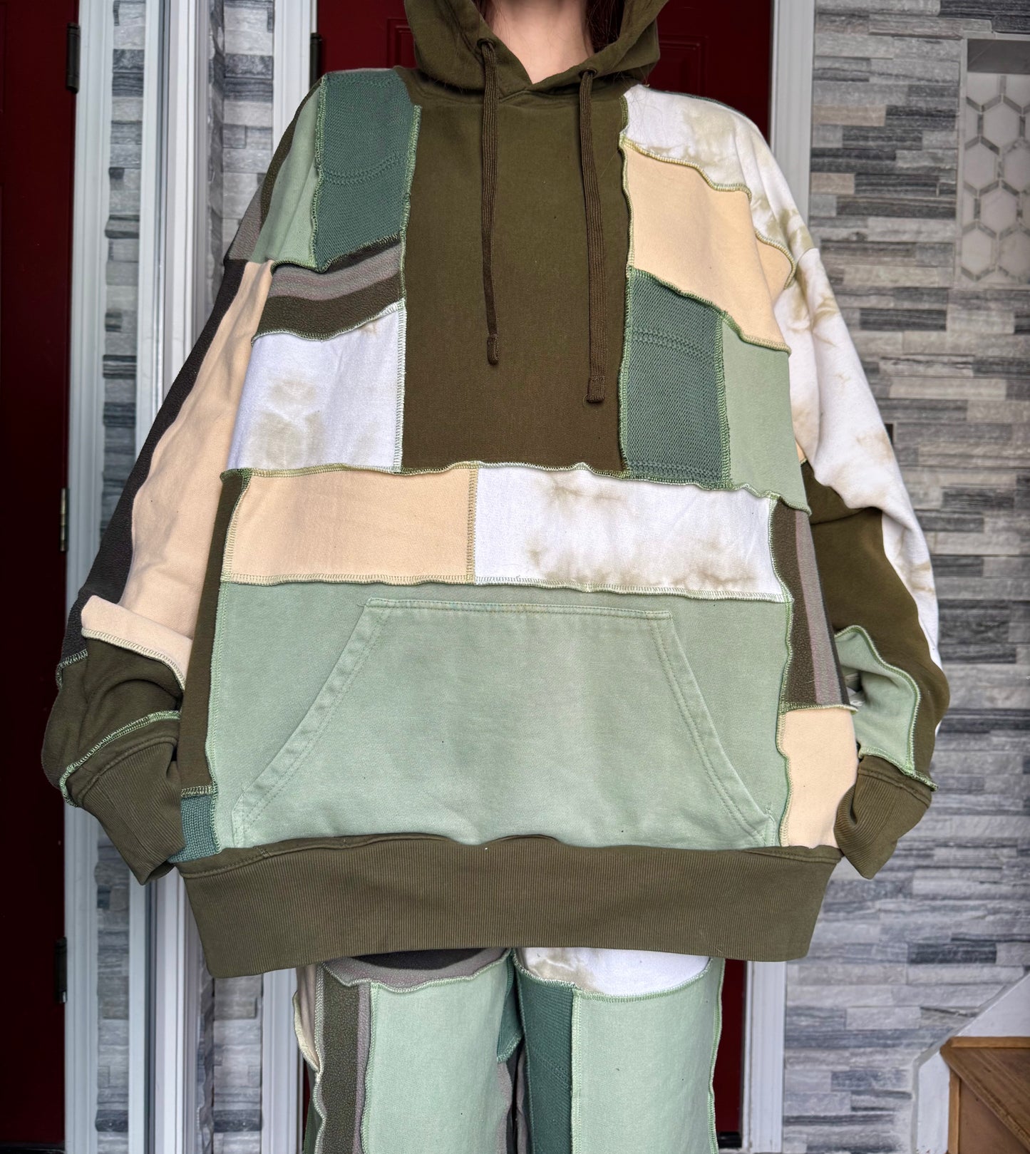 MOSS UPCYCLED PATCHWORK HOODIE