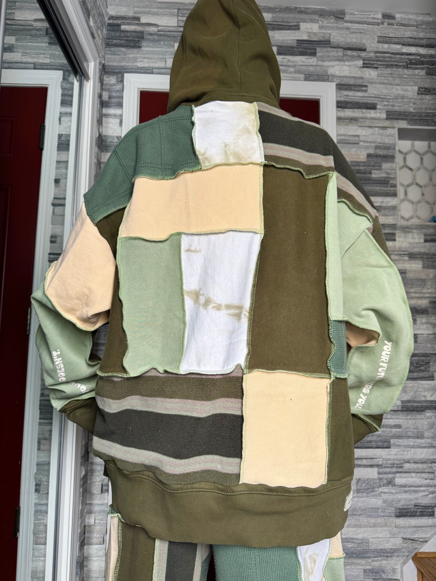 MOSS UPCYCLED PATCHWORK HOODIE