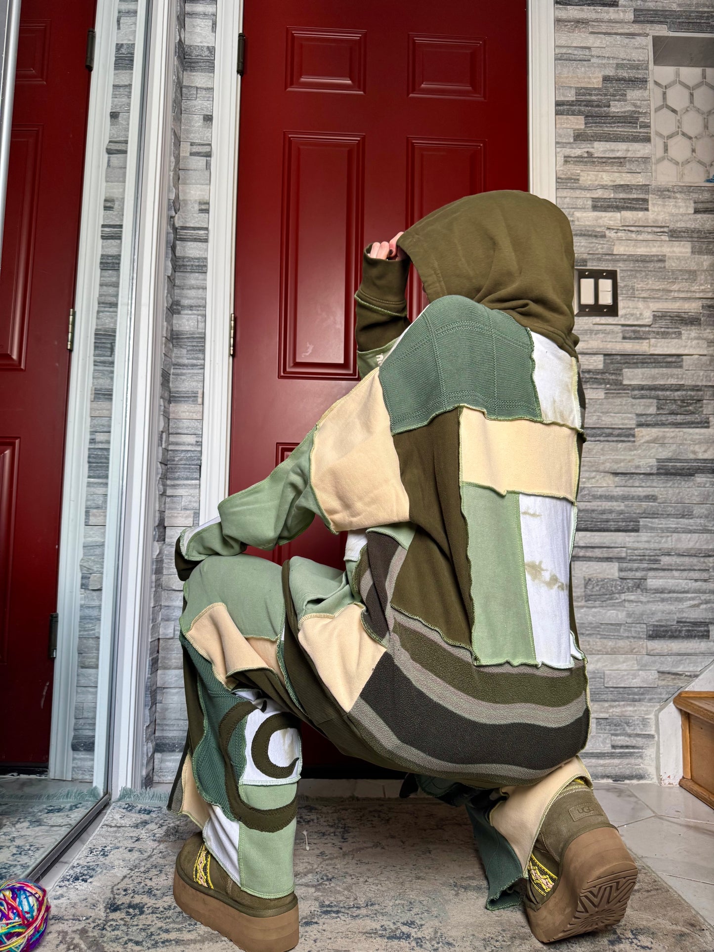 MOSS UPCYCLED PATCHWORK HOODIE