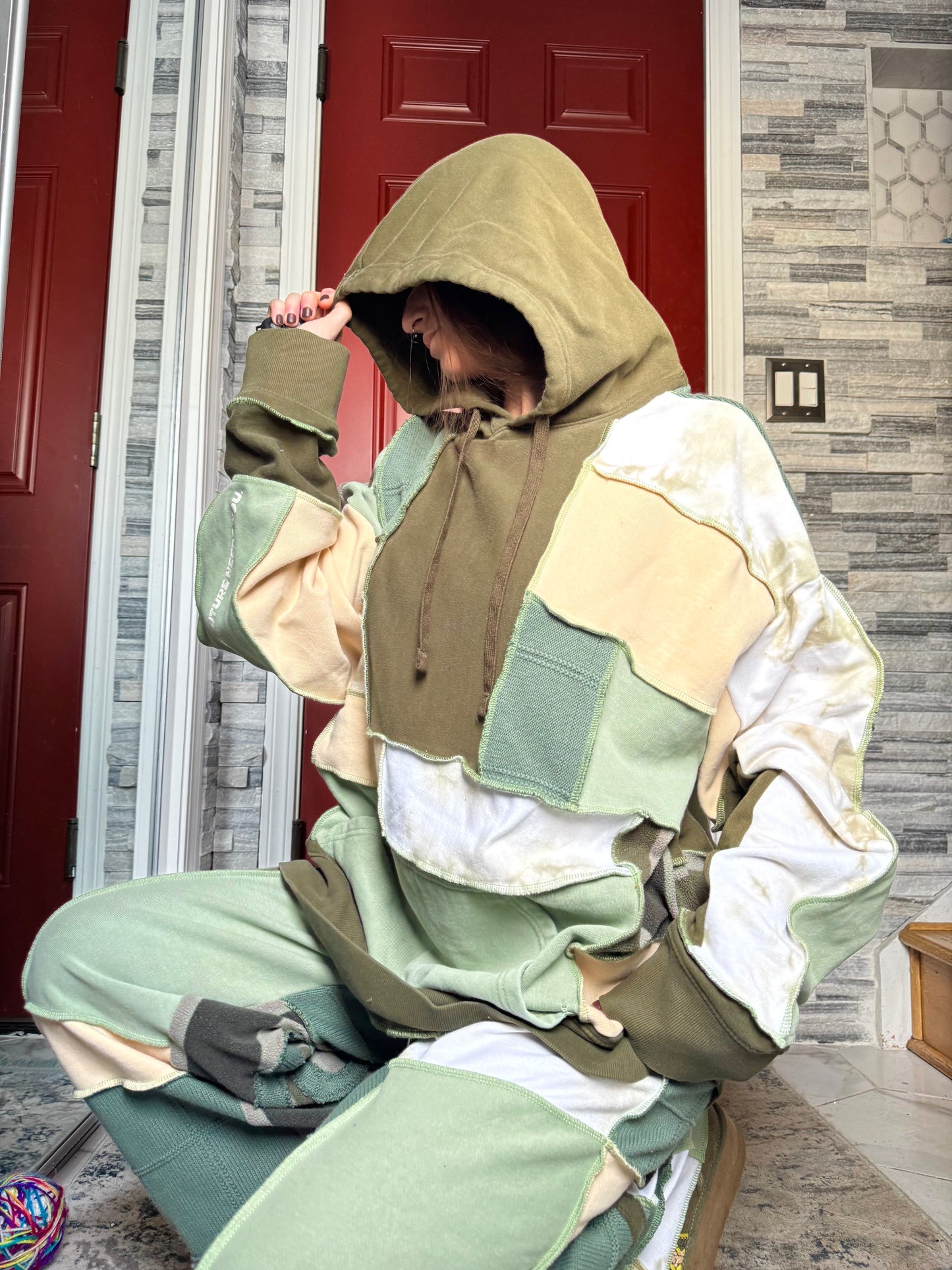 MOSS UPCYCLED PATCHWORK HOODIE