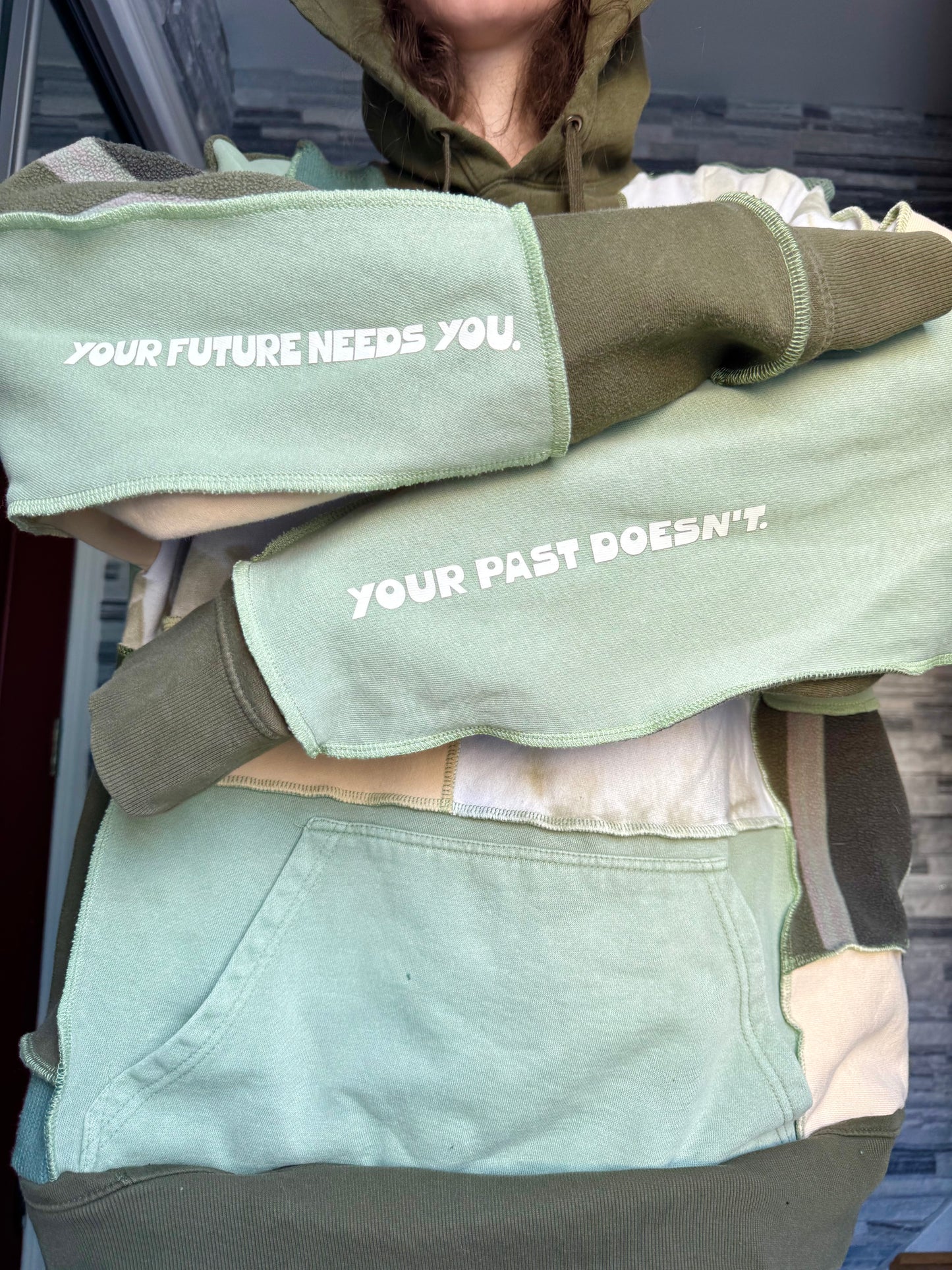 MOSS UPCYCLED PATCHWORK HOODIE