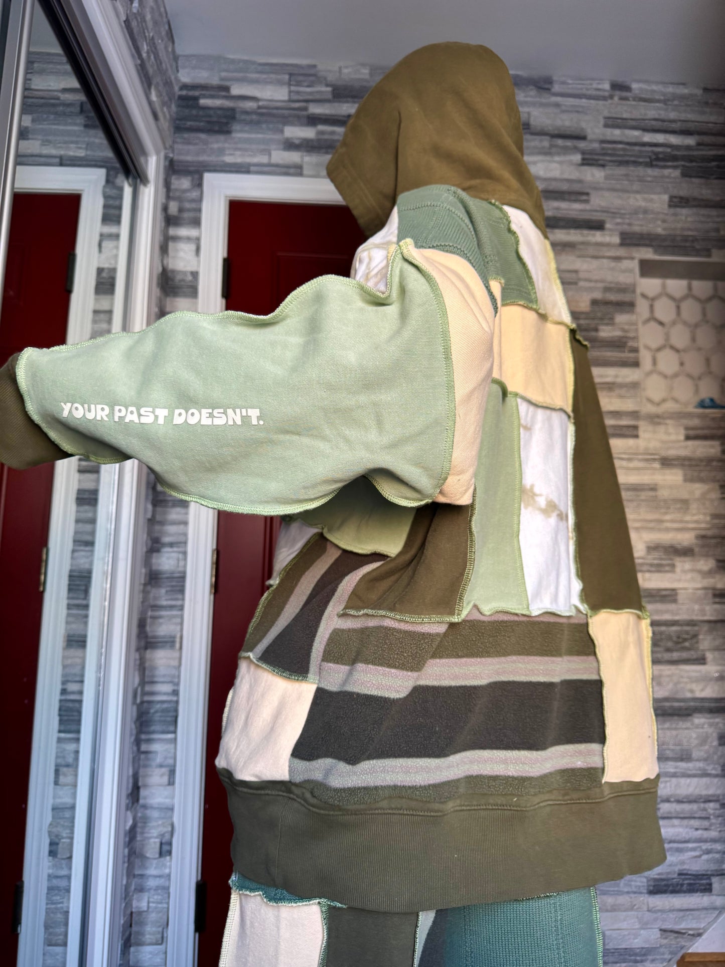 MOSS UPCYCLED PATCHWORK HOODIE