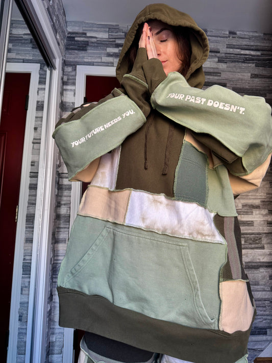 MOSS UPCYCLED PATCHWORK HOODIE