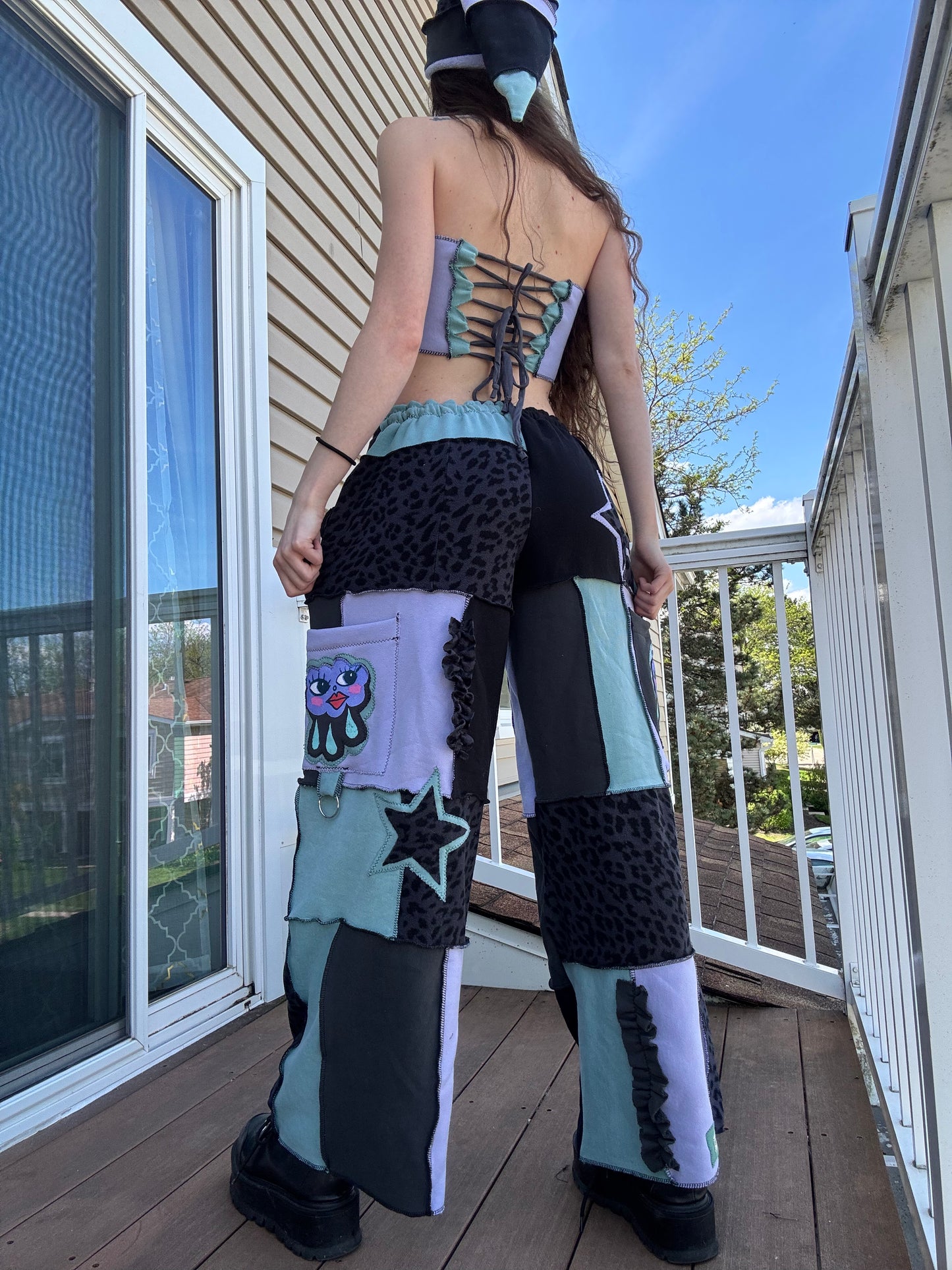 PASTEL PATCHWORK PANTS SET - 3 PIECE SET