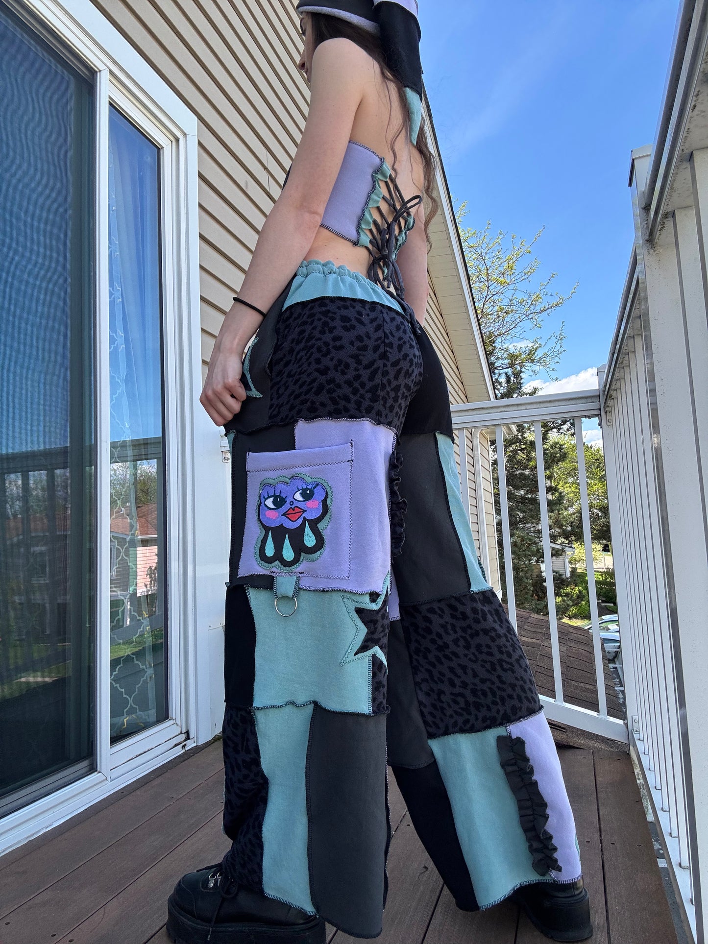 PASTEL PATCHWORK PANTS SET - 3 PIECE SET