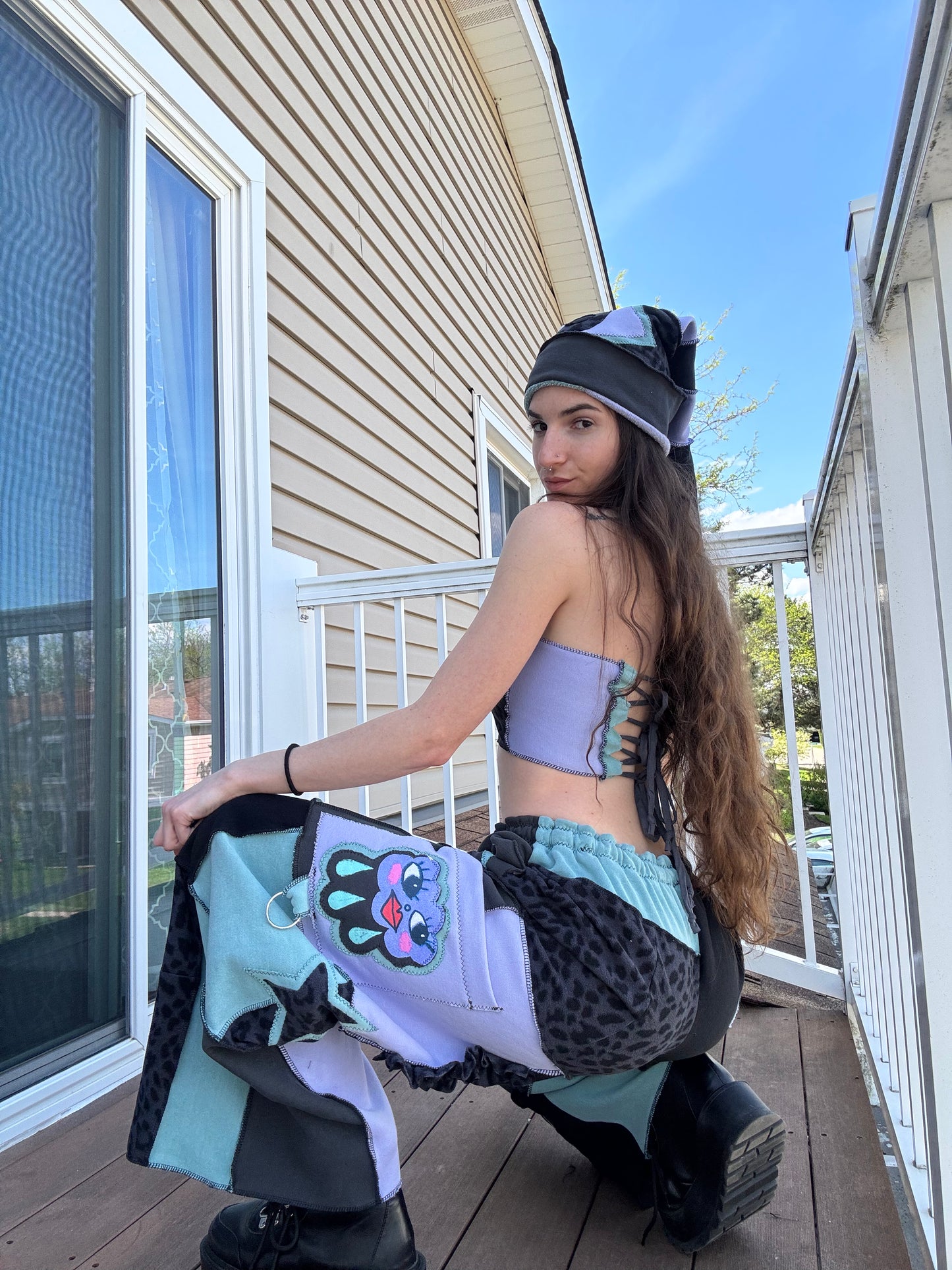 PASTEL PATCHWORK PANTS SET - 3 PIECE SET