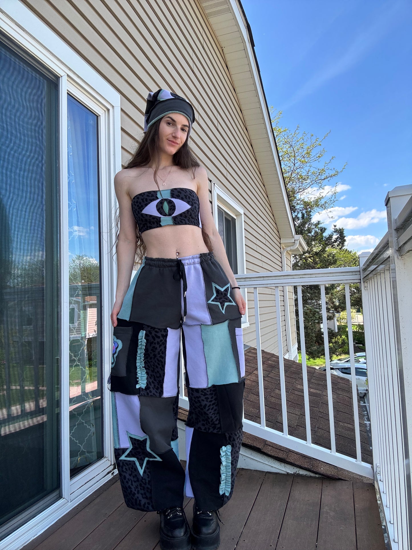 PASTEL PATCHWORK PANTS SET - 3 PIECE SET