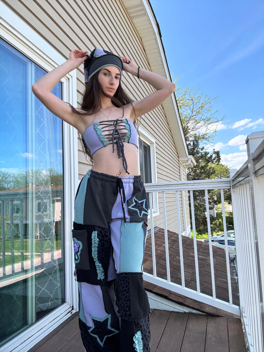 PASTEL PATCHWORK PANTS SET - 3 PIECE SET