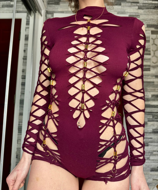 BURGUNDY HIGH NECK ROMPER