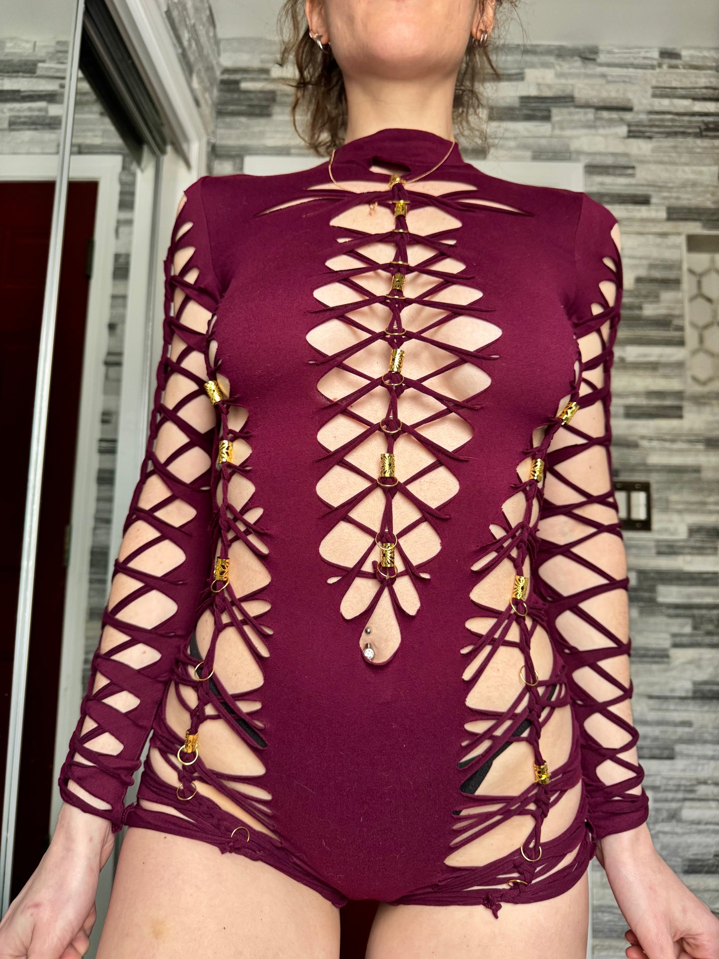 BURGUNDY HIGH NECK ROMPER