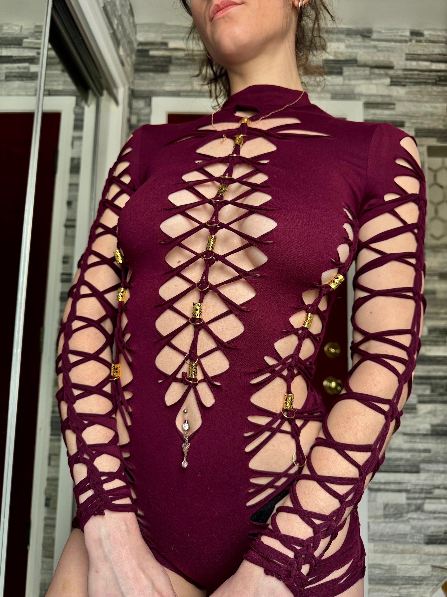 BURGUNDY HIGH NECK ROMPER
