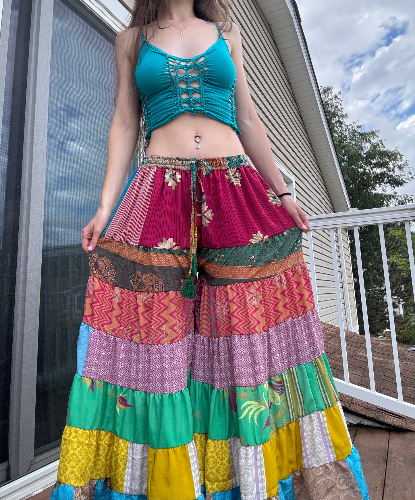 PINK TONES FUNKY WIDE LEG BOHO PANTS (Copy)
