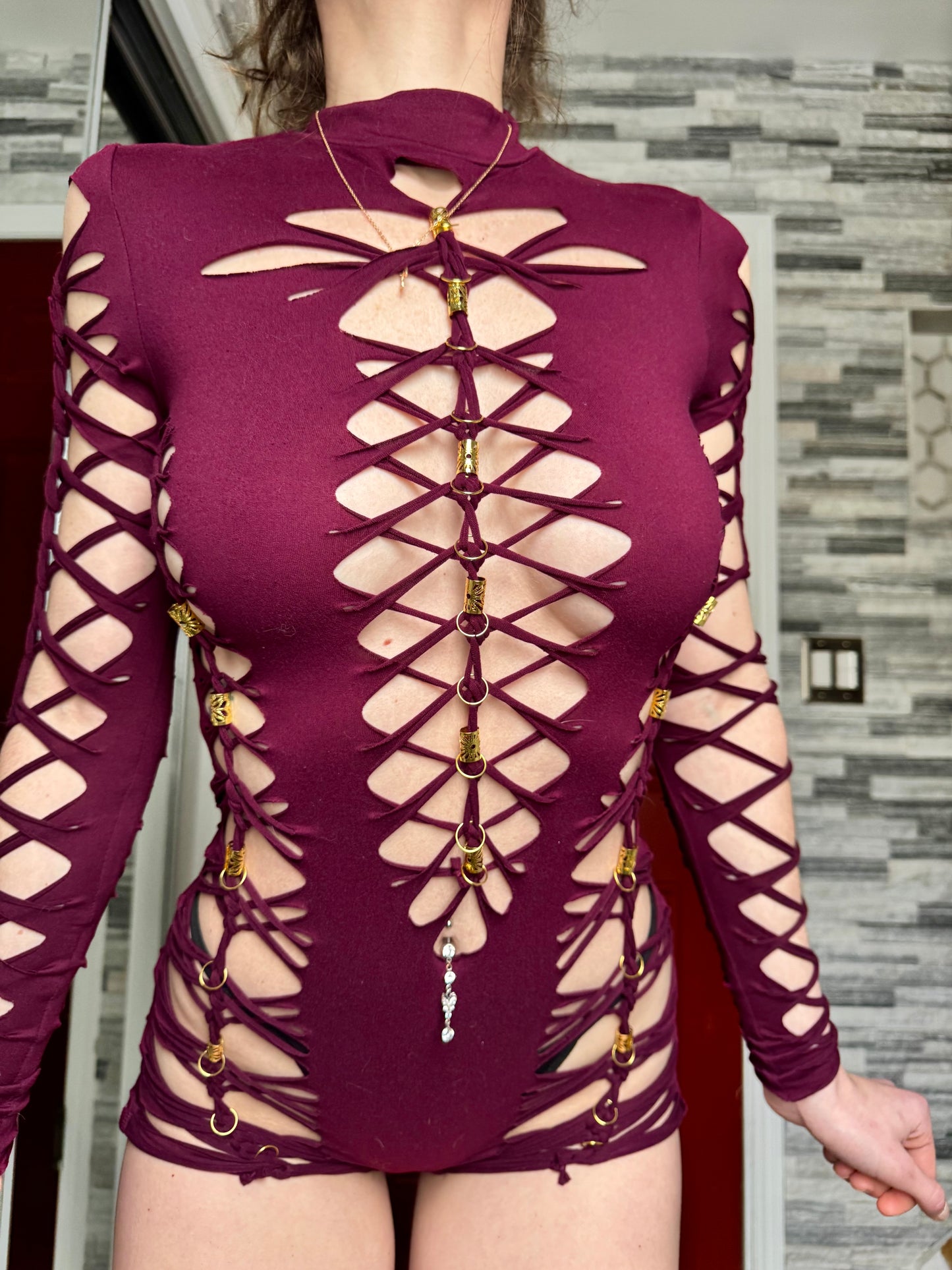 BURGUNDY HIGH NECK ROMPER