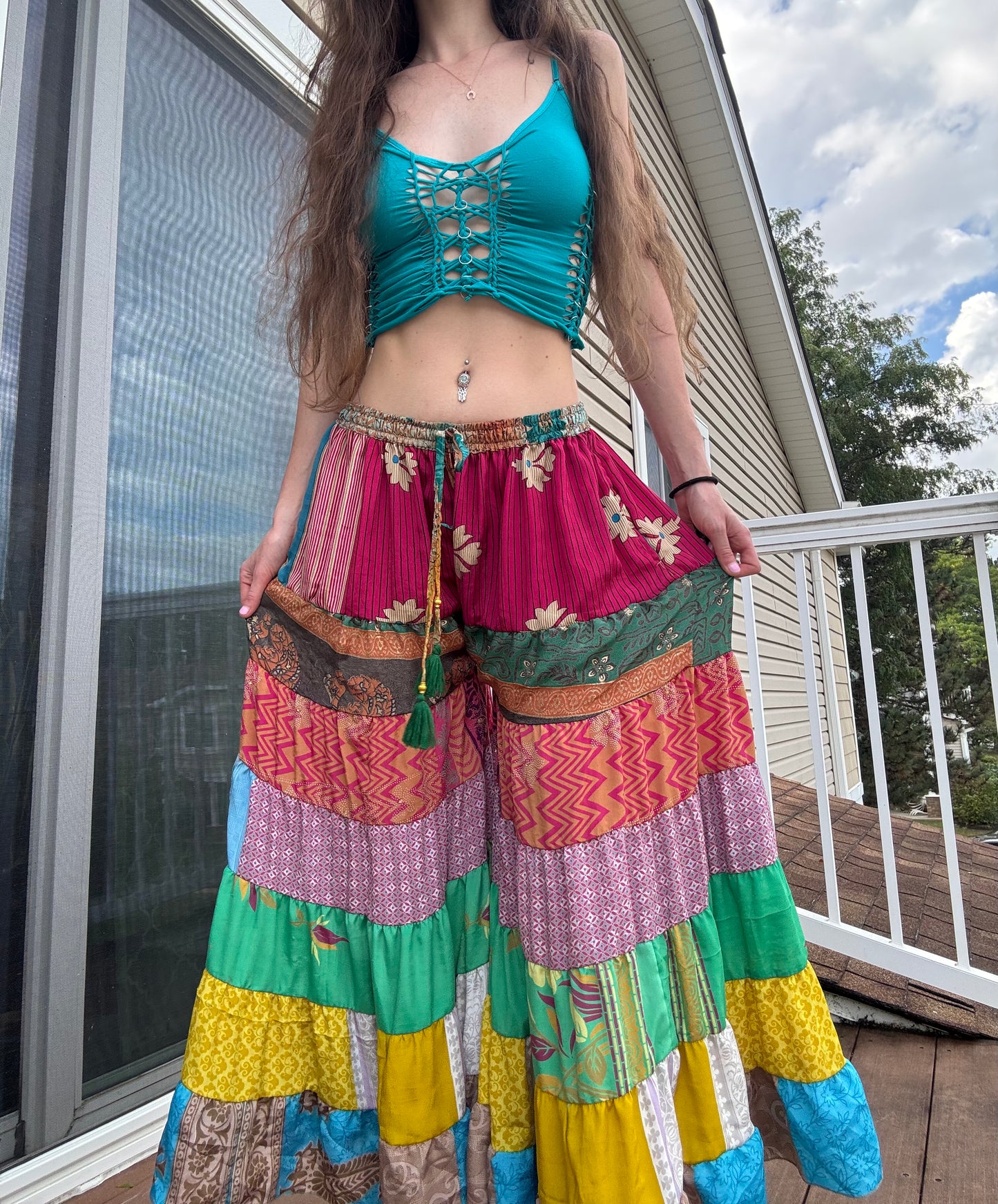 PINK TONES FUNKY WIDE LEG BOHO PANTS (Copy)