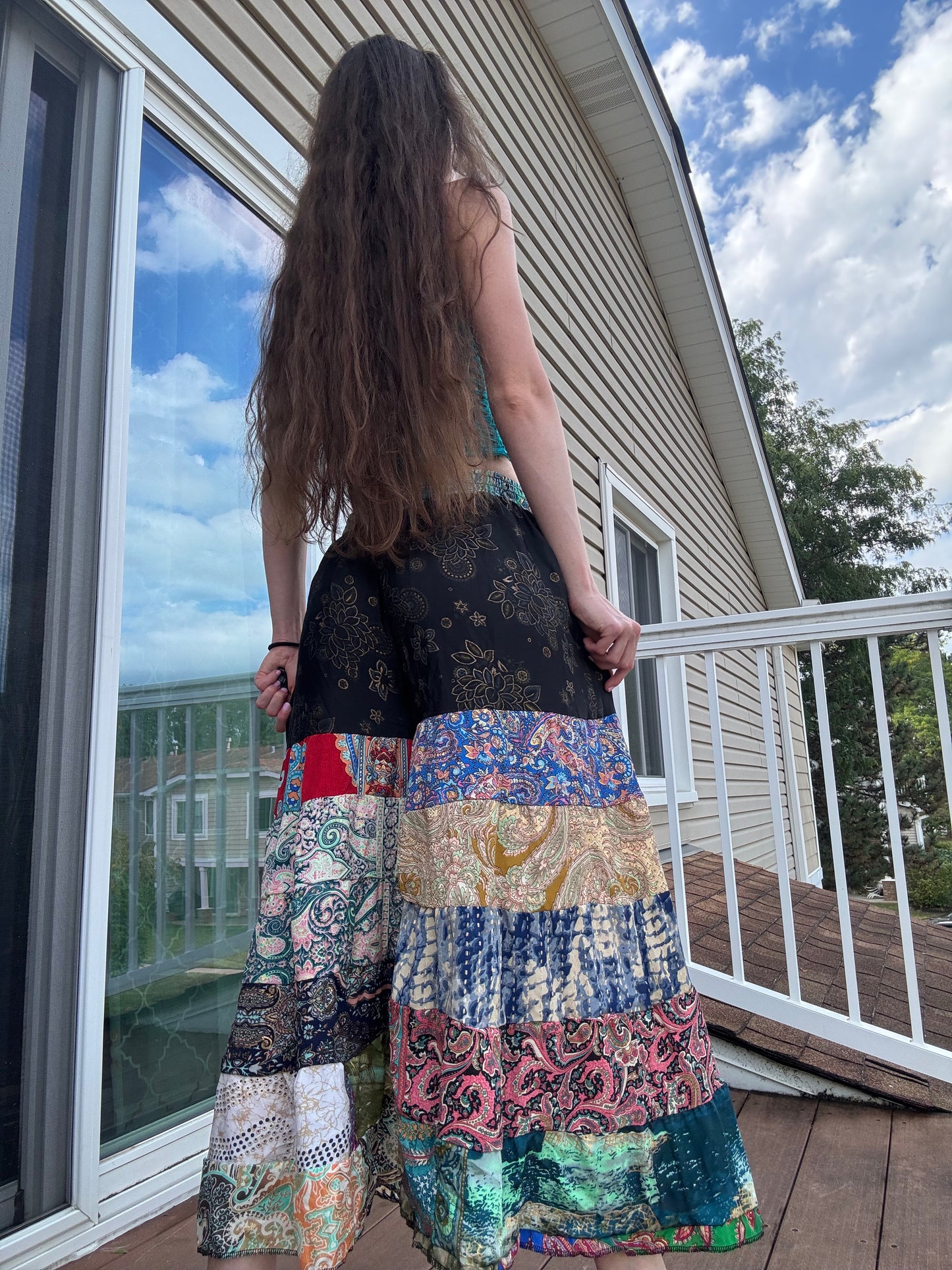 BLACK TONES FUNKY WIDE LEG BOHO PANTS