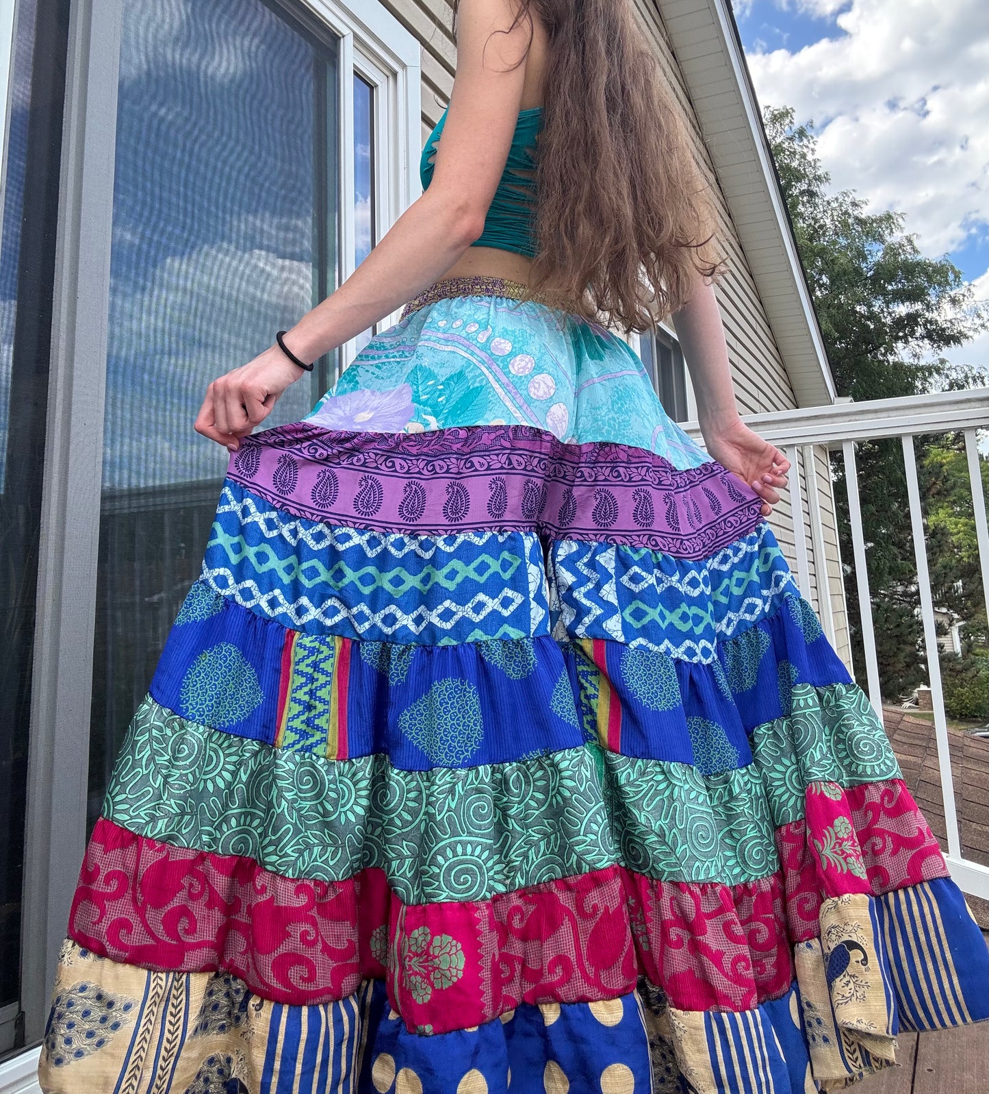 BLUE TONES FUNKY WIDE LEG BOHO PANTS