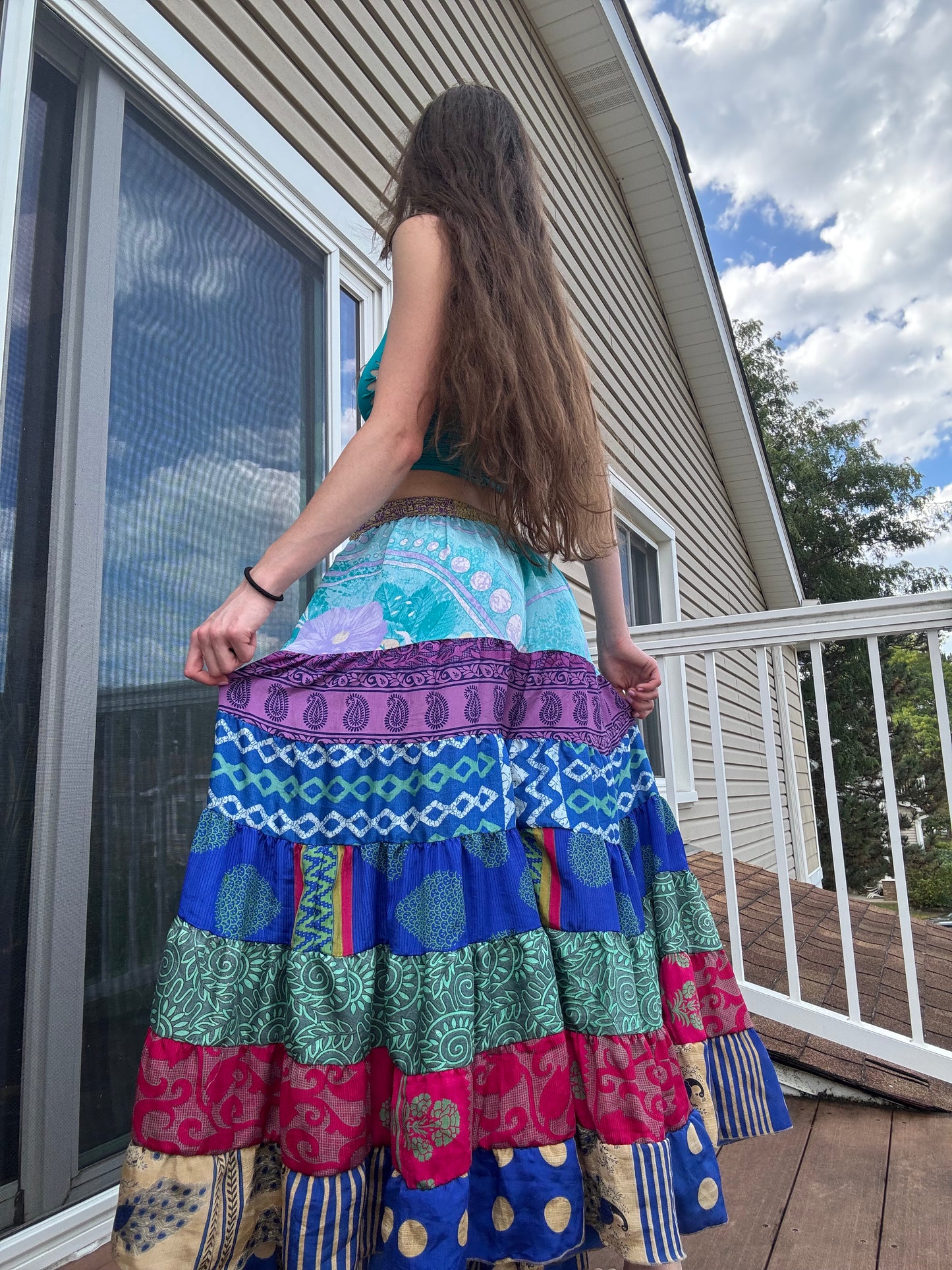 BLUE TONES FUNKY WIDE LEG BOHO PANTS