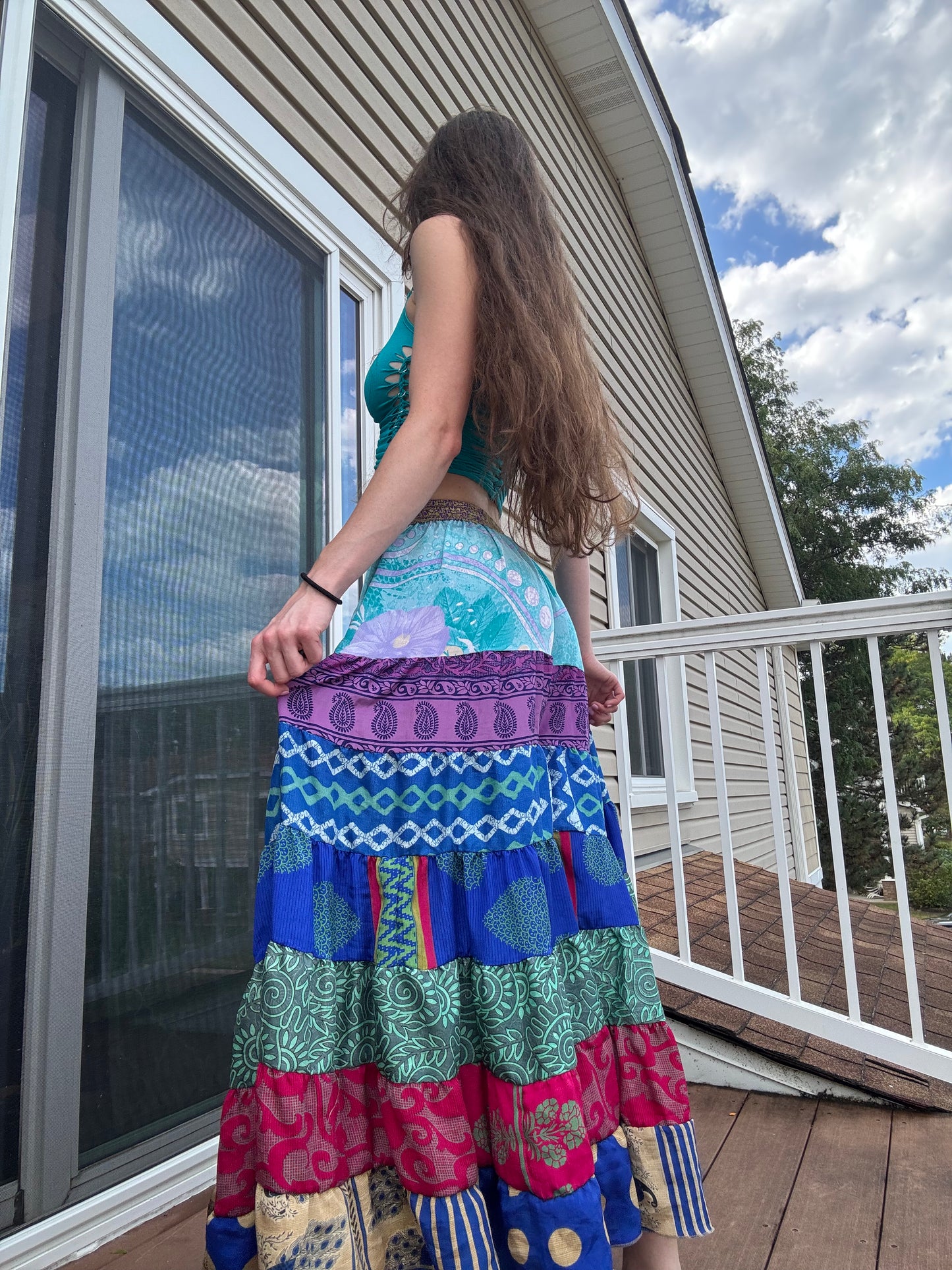 BLUE TONES FUNKY WIDE LEG BOHO PANTS