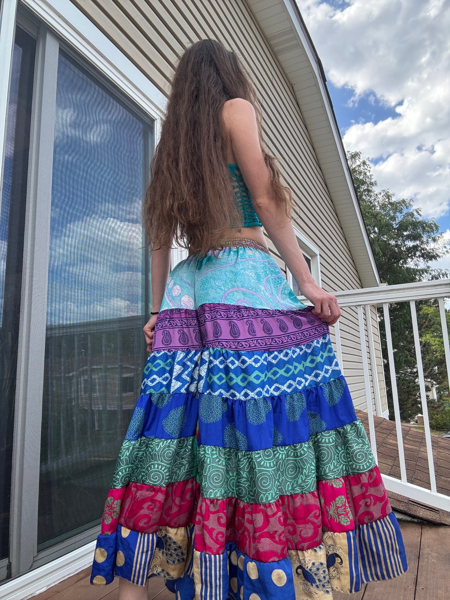 BLUE TONES FUNKY WIDE LEG BOHO PANTS