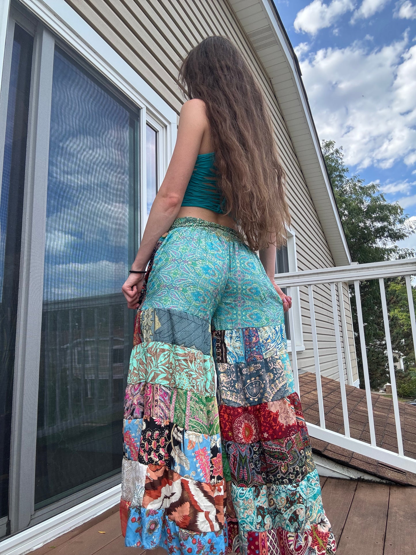 PATTERNED FUNKY WIDE LEG BOHO PANTS
