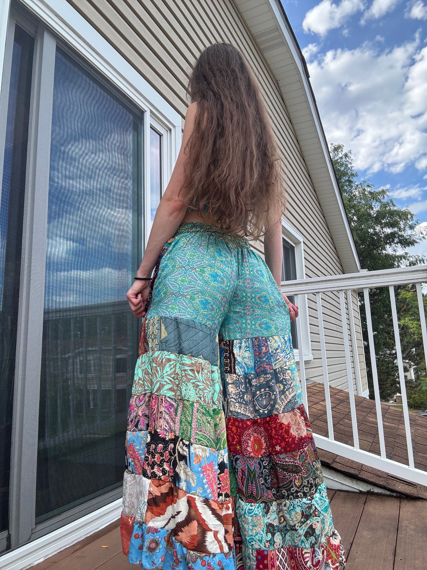 PATTERNED FUNKY WIDE LEG BOHO PANTS
