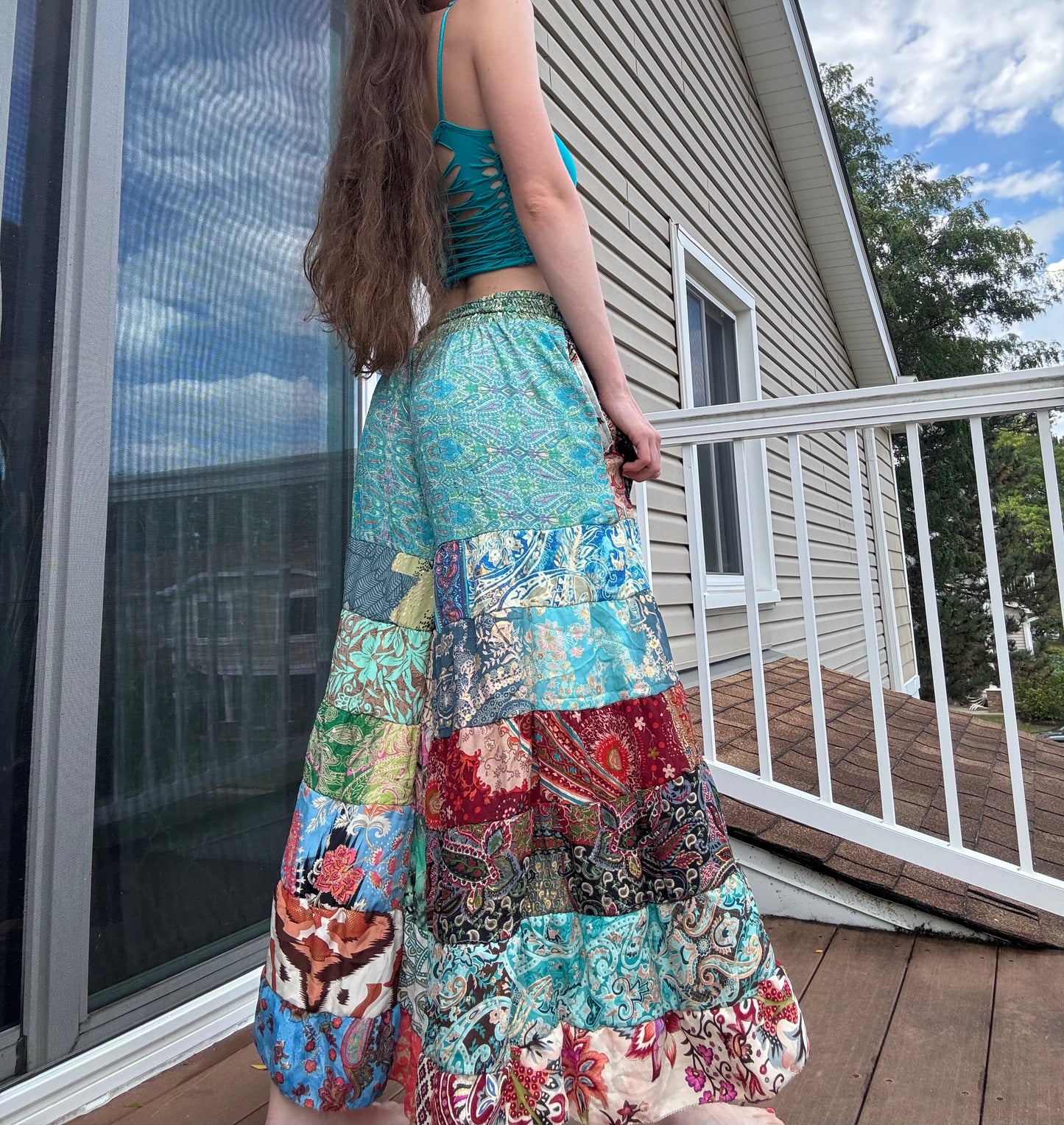 PATTERNED FUNKY WIDE LEG BOHO PANTS
