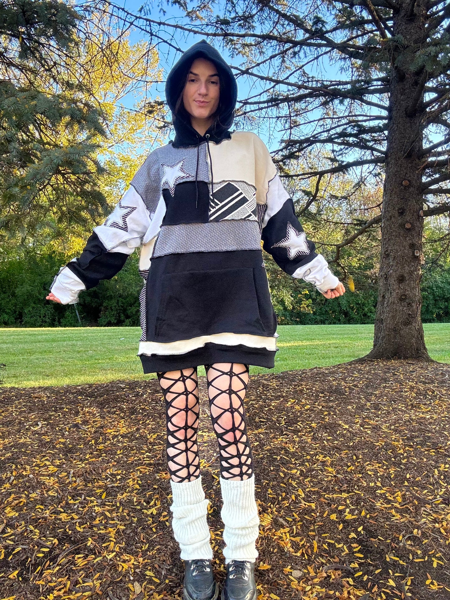 GREYSCALE PATCHWORK HOODIE