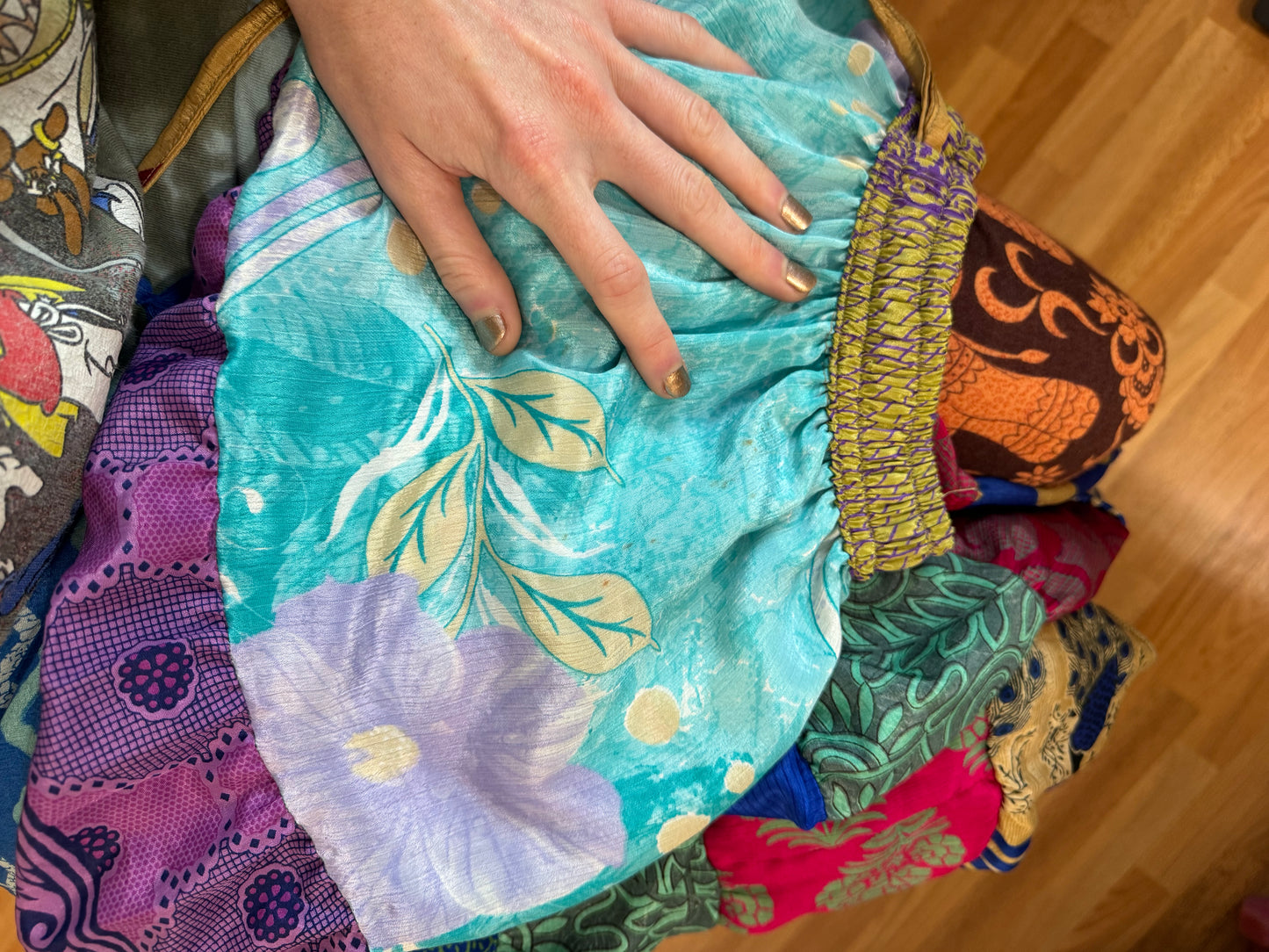 BLUE TONES FUNKY WIDE LEG BOHO PANTS