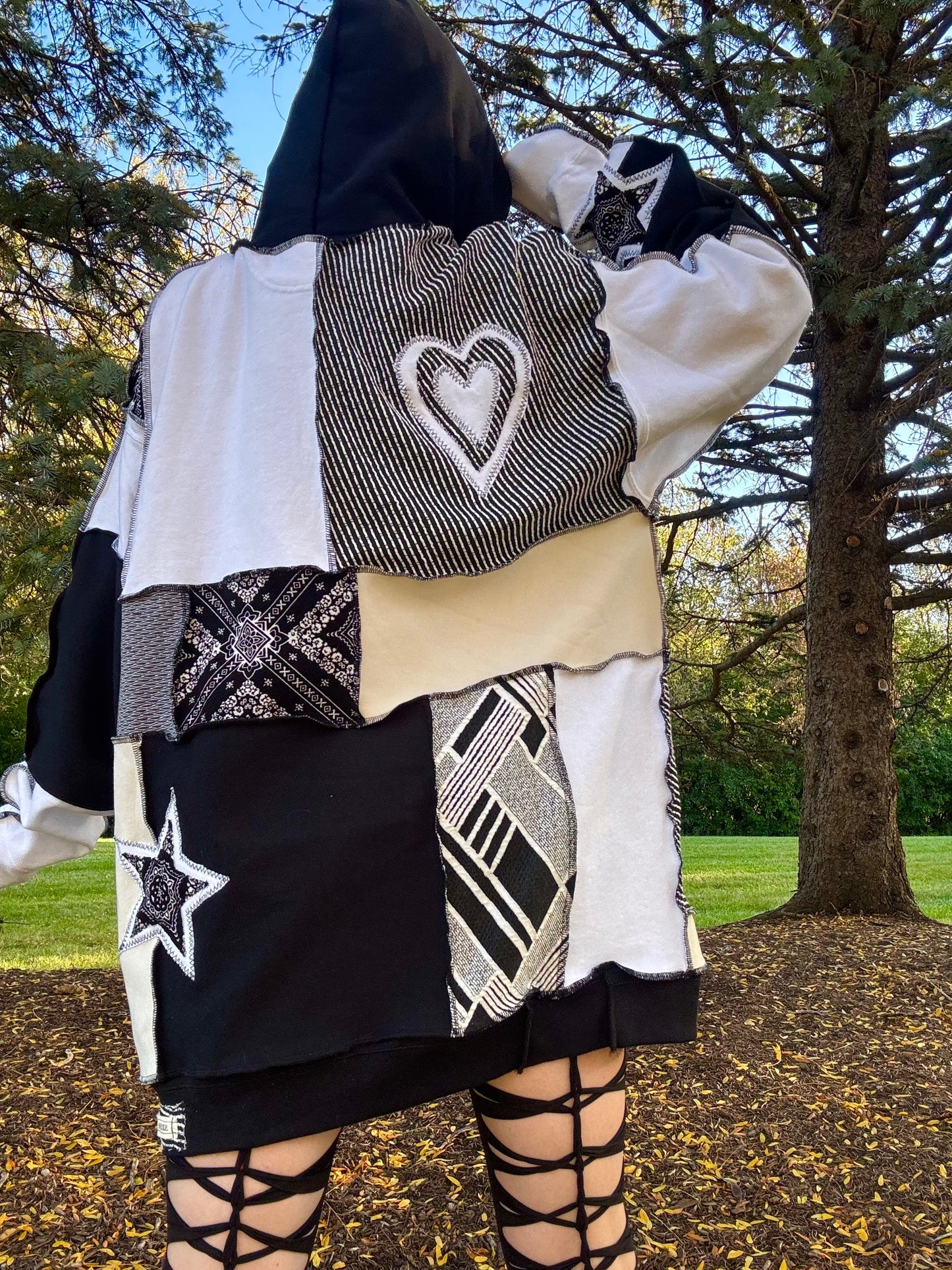 GREYSCALE PATCHWORK HOODIE