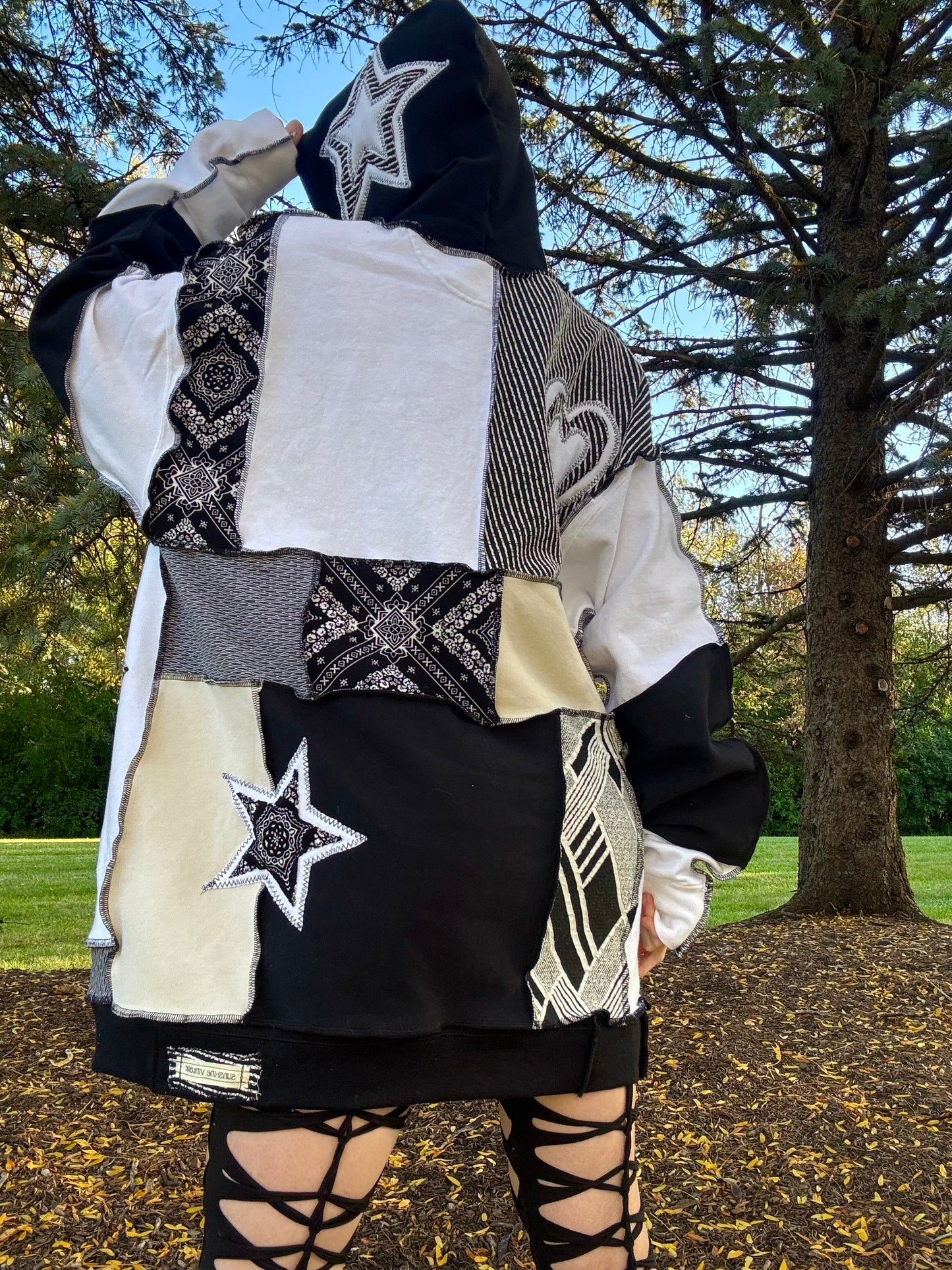 GREYSCALE PATCHWORK HOODIE