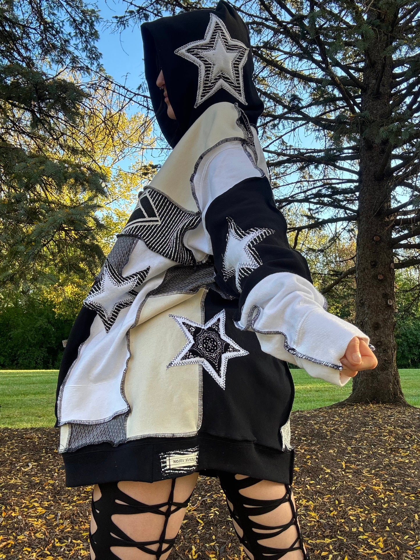 GREYSCALE PATCHWORK HOODIE