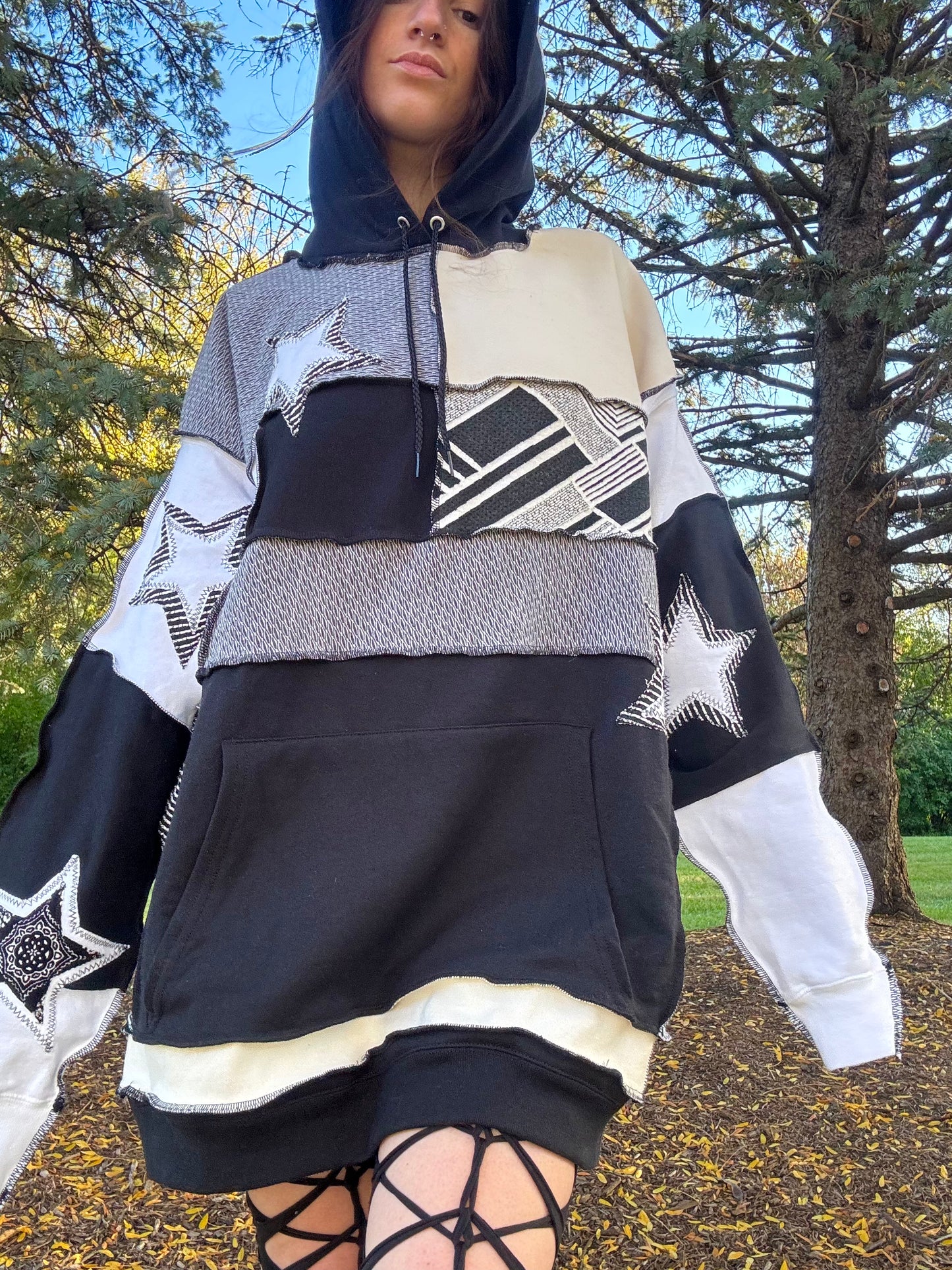 GREYSCALE PATCHWORK HOODIE