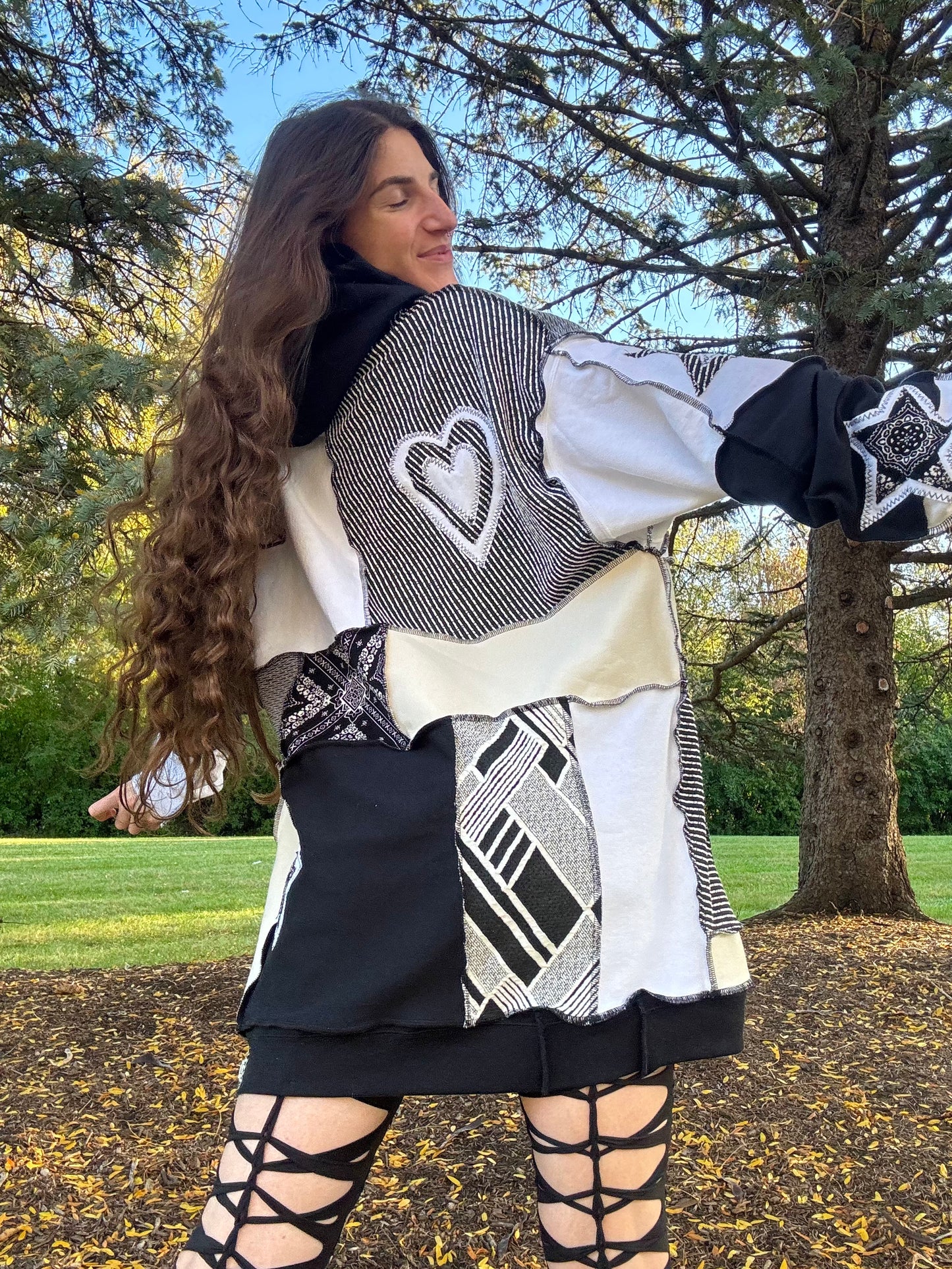 GREYSCALE PATCHWORK HOODIE