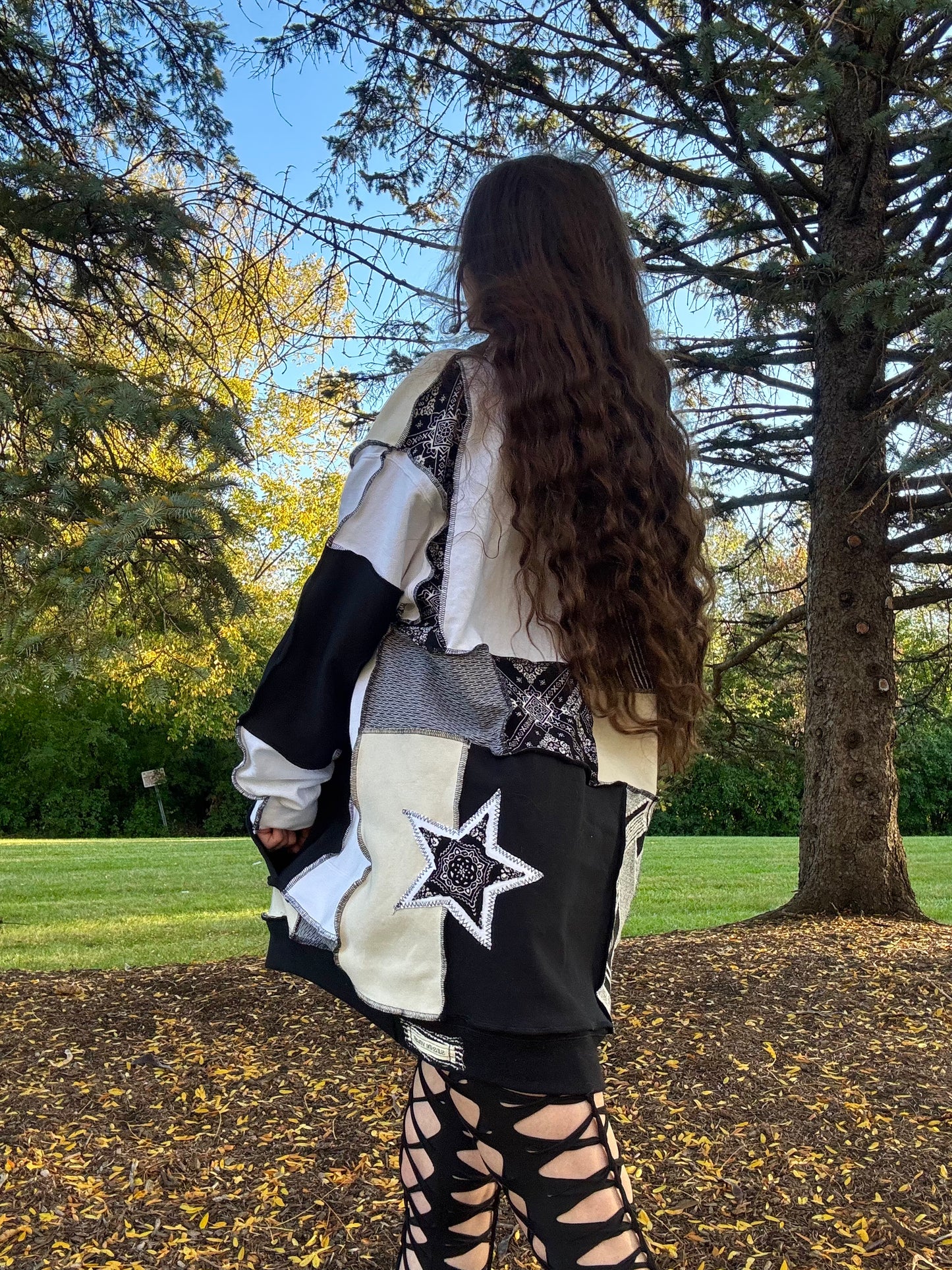 GREYSCALE PATCHWORK HOODIE