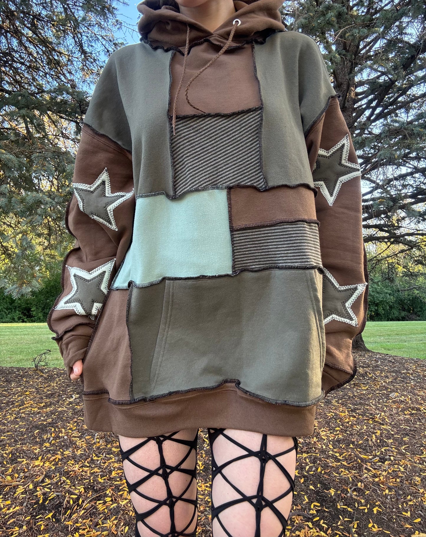 EARTH TONE PATCHWORK HOODIE
